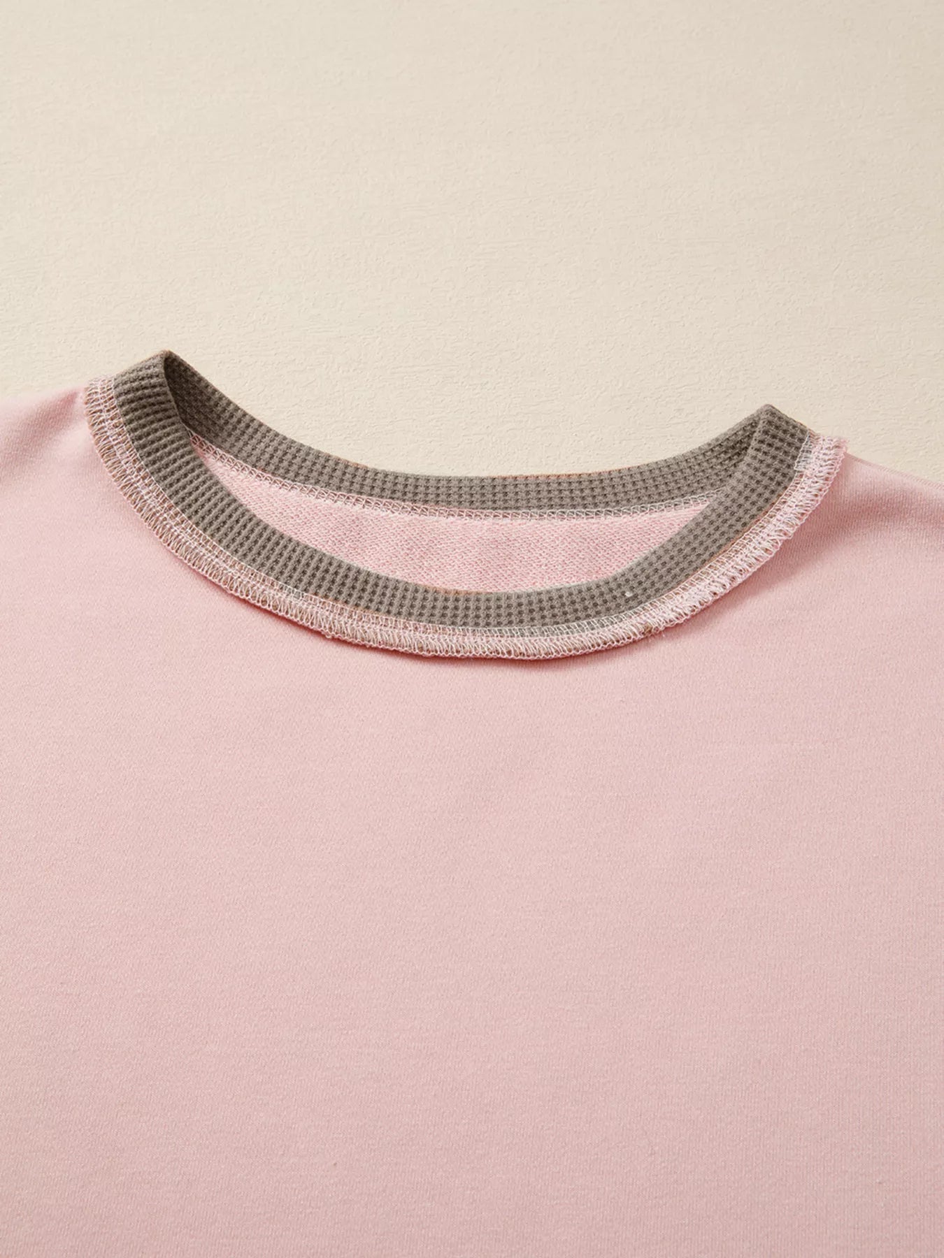 Color Block Mix Texture Waffle Patchwork Oversize Sweatshirt - PBNJ FASHIONS