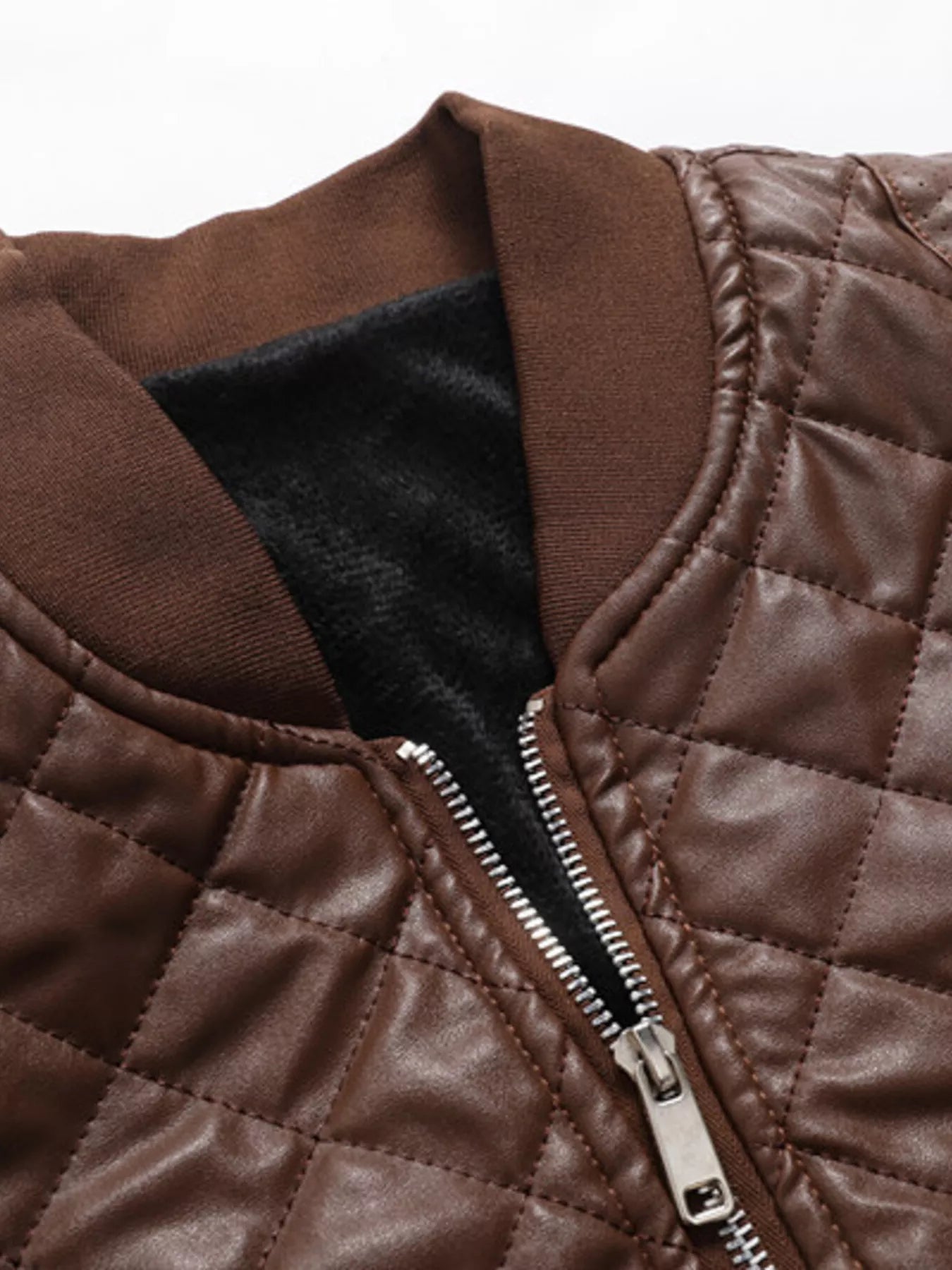 Men's Plus Size Quilted Faux Leather Bomber Jacket - PBNJ FASHIONS