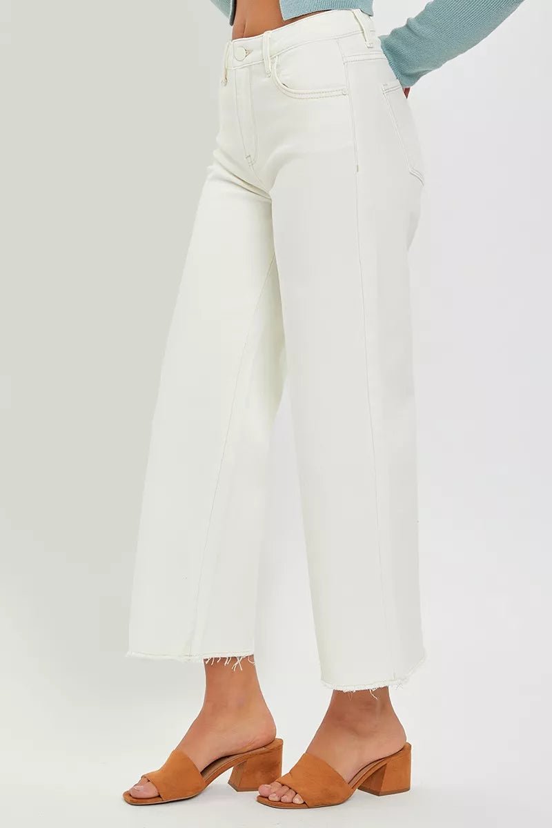 RISEN Tummy Control High Rise Crop Wide Jeans - PBNJ FASHIONS