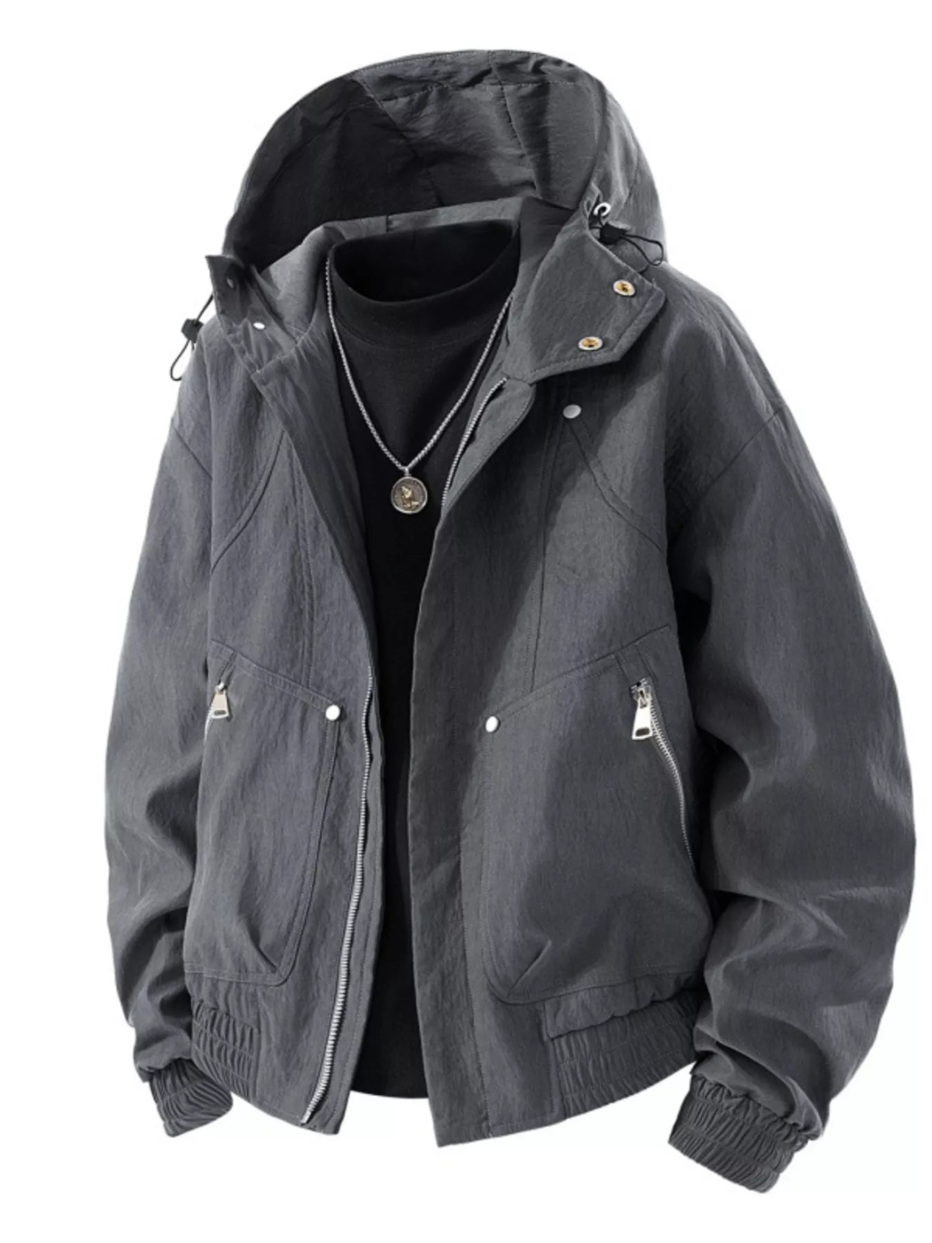 Men's Plus Size Casual Hooded Lightweight Windbreaker Jacket - PBNJ FASHIONS
