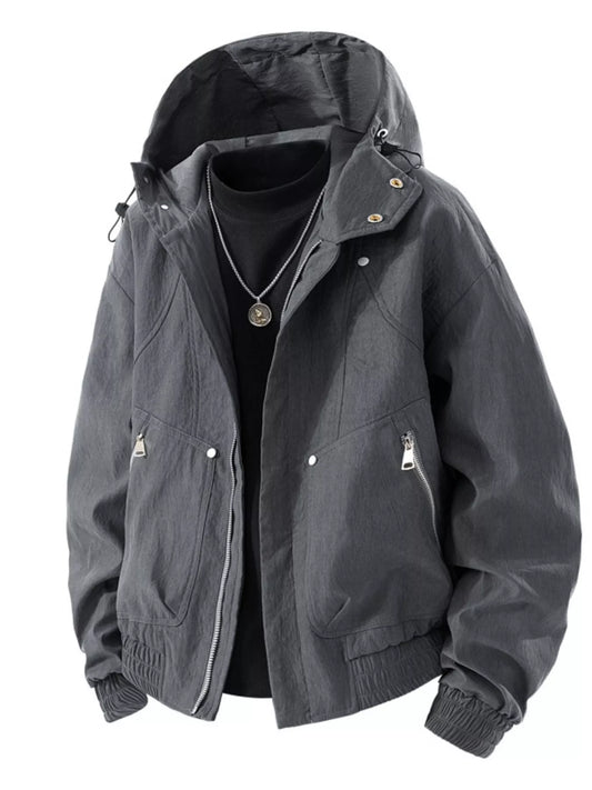 Men's Plus Size Casual Hooded Lightweight Windbreaker Jacket - PBNJ FASHIONS