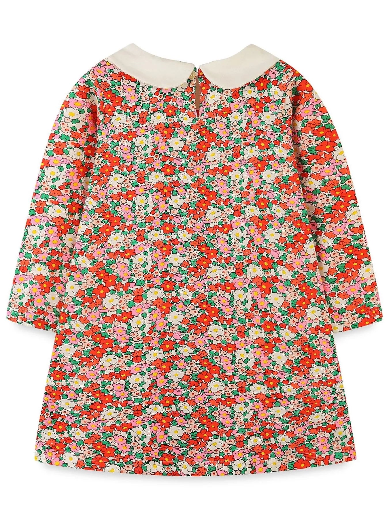 Children's Floral Print Long Sleeve Peter Pan Collar Dress - PBNJ FASHIONS