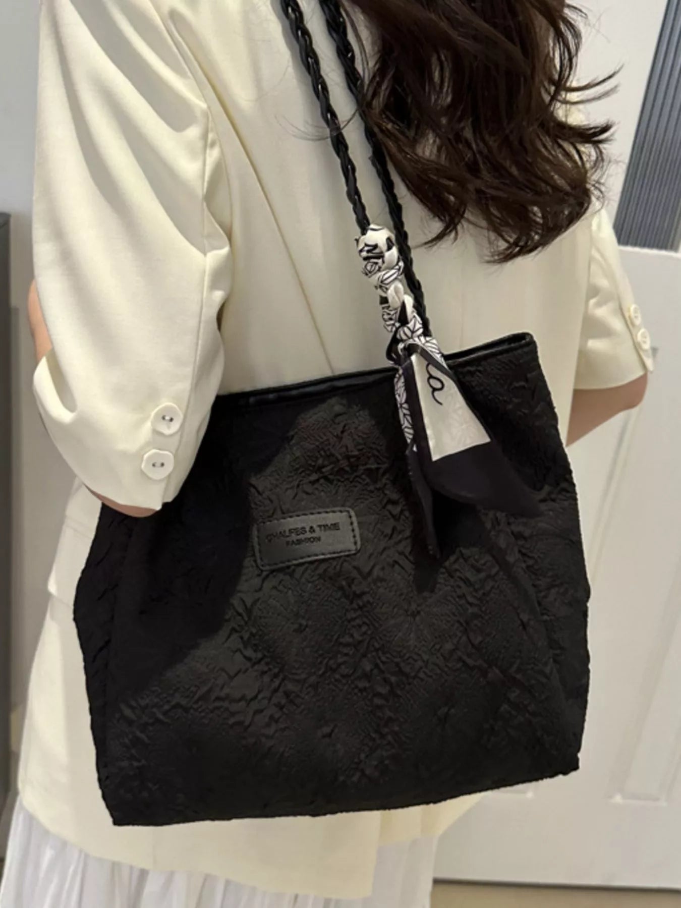 Braided Handle Tote Bag - PBNJ FASHIONS