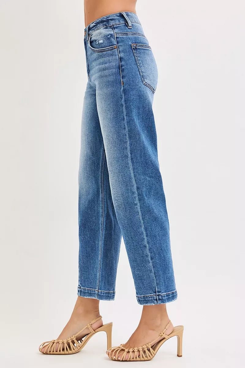 RISEN High Rise Crop Boyfriend Tapered Jeans - PBNJ FASHIONS