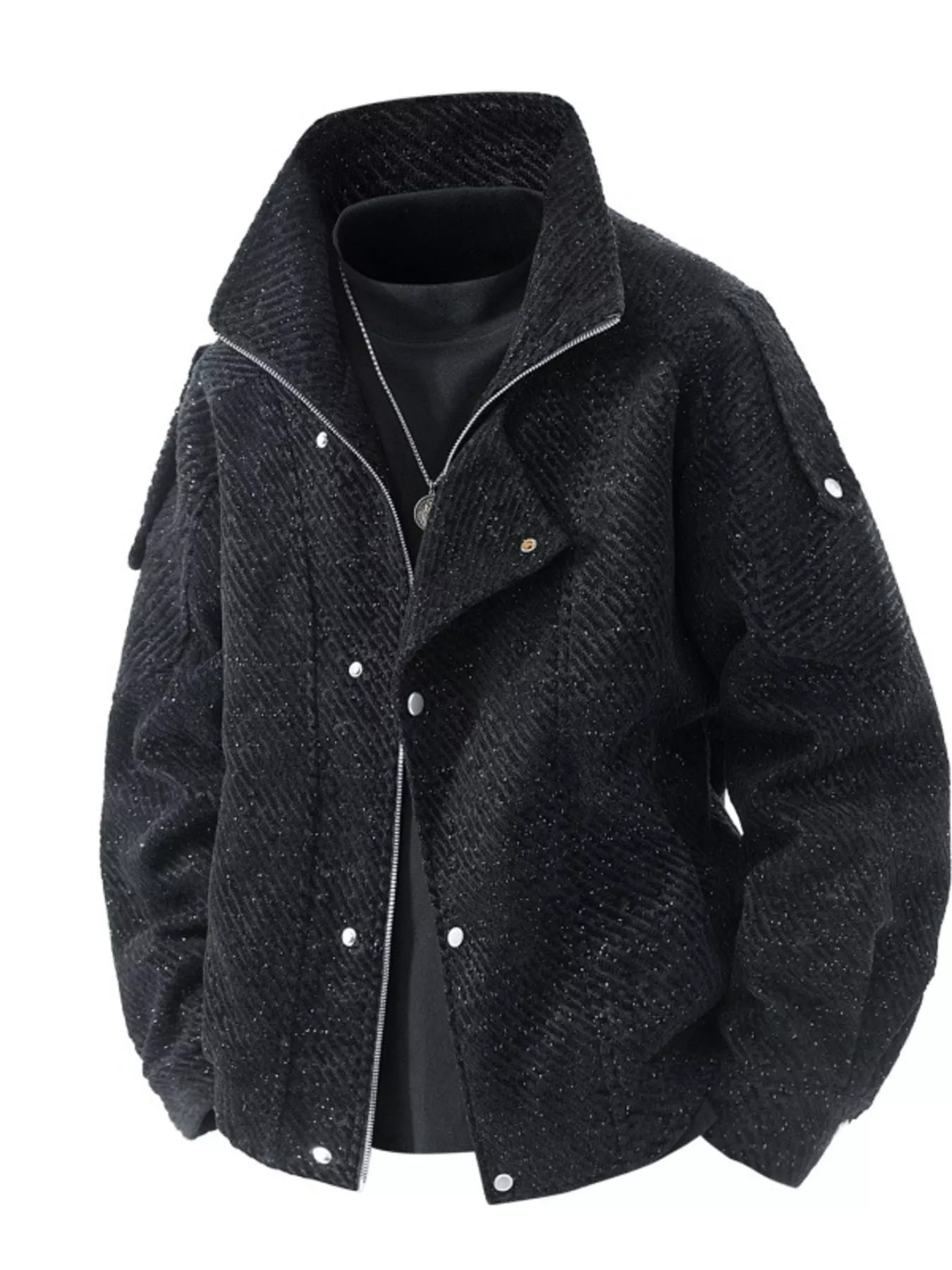 Men's Plus Size Snap Down Long Sleeve Jacket - PBNJ FASHIONS