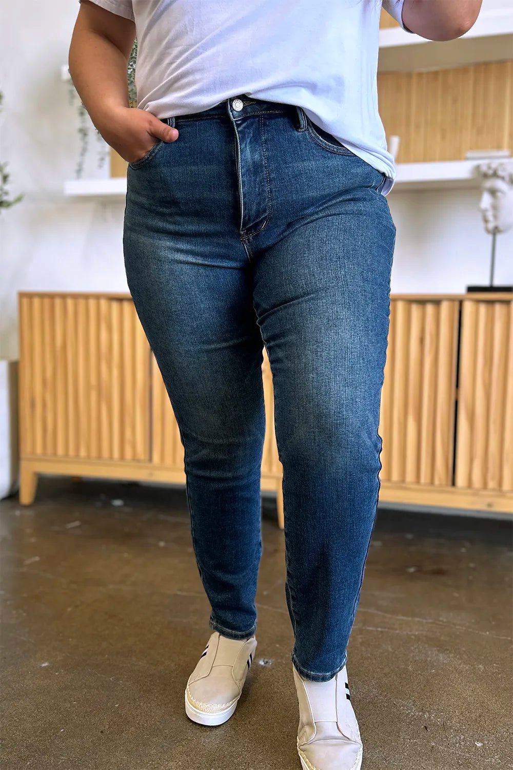 Judy Blue Full Size Tummy Control High Waist Slim Jeans - PBNJ FASHIONS
