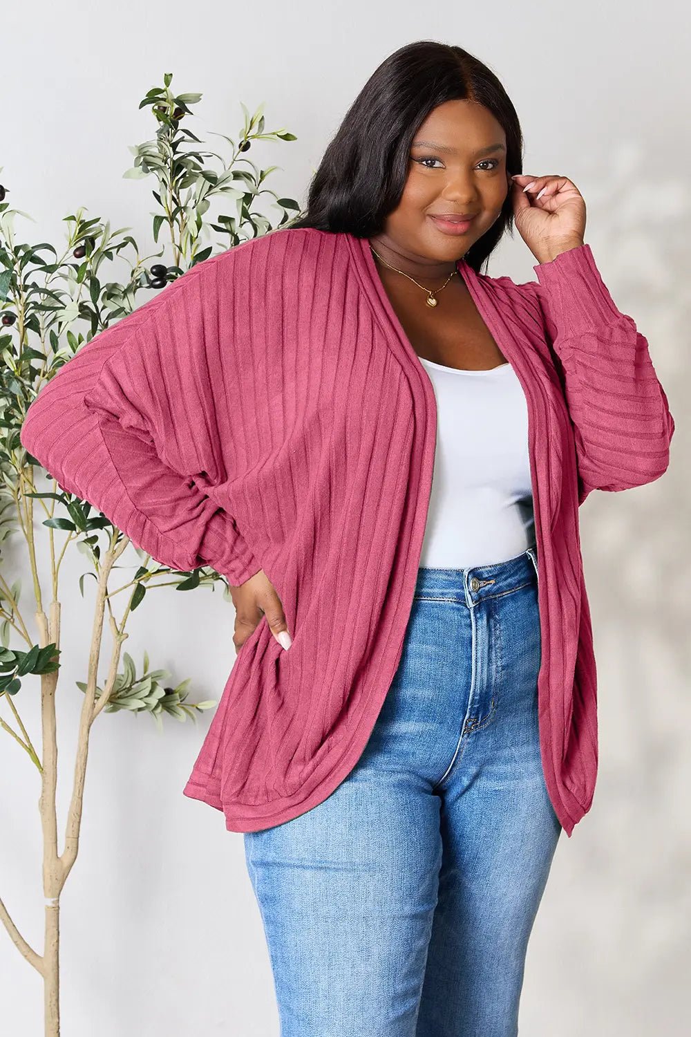 Basic Bae Full Size Ribbed Cocoon Cardigan - PBNJ FASHIONS