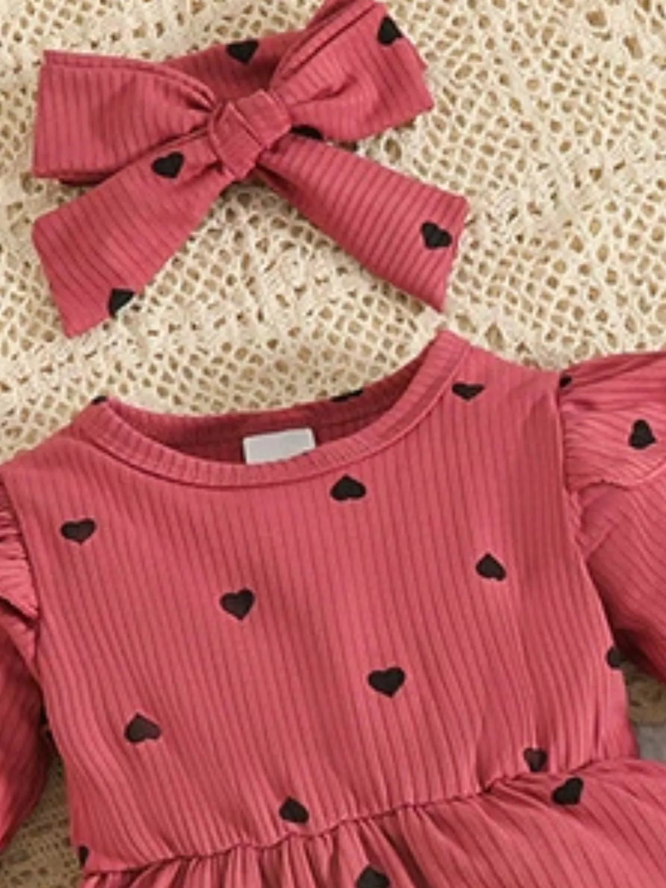 Children's Heart Print Dress & Headband Set - PBNJ FASHIONS