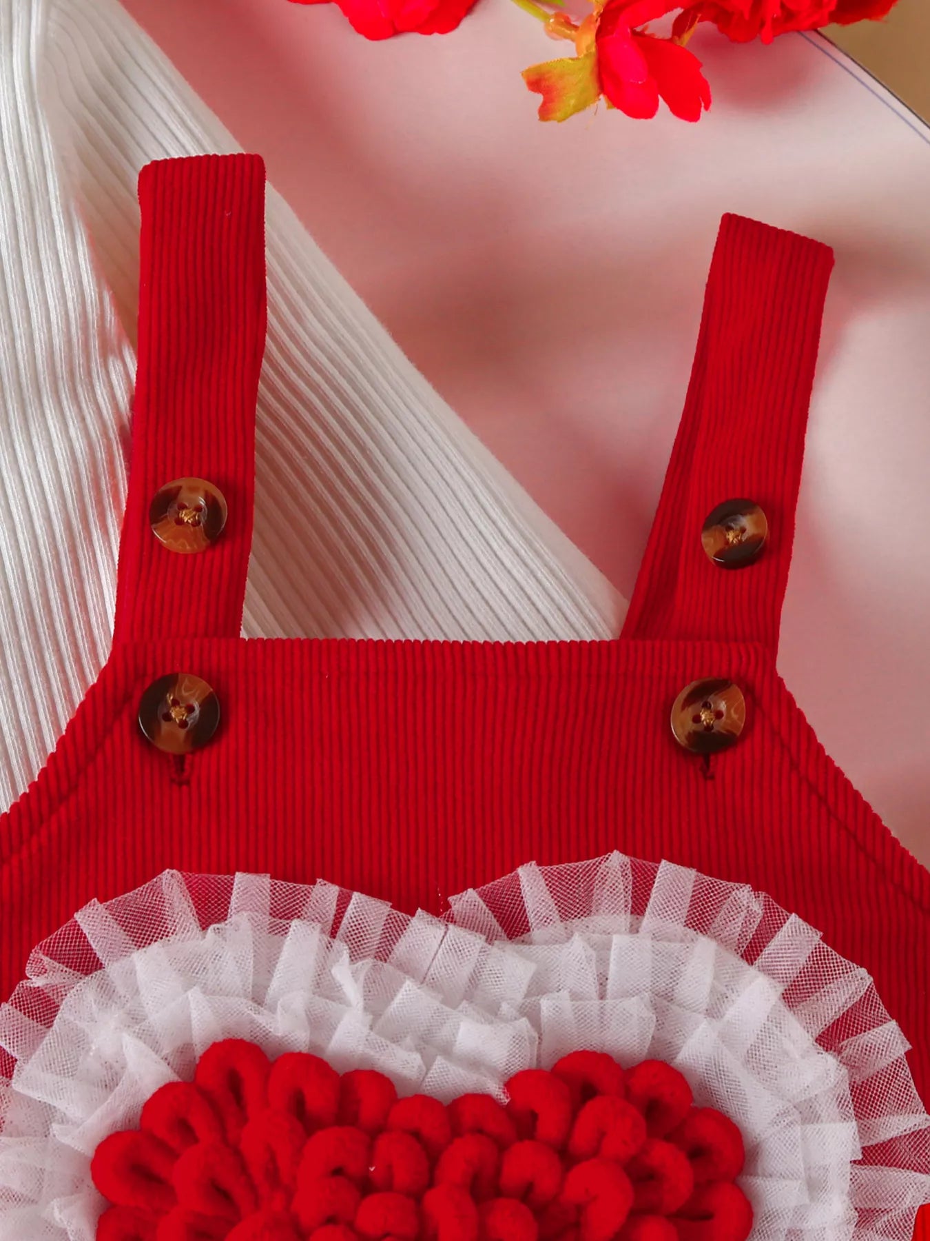 Children's Heart Decor Corduroy Overall Dress & Ribbed Top Set - PBNJ FASHIONS