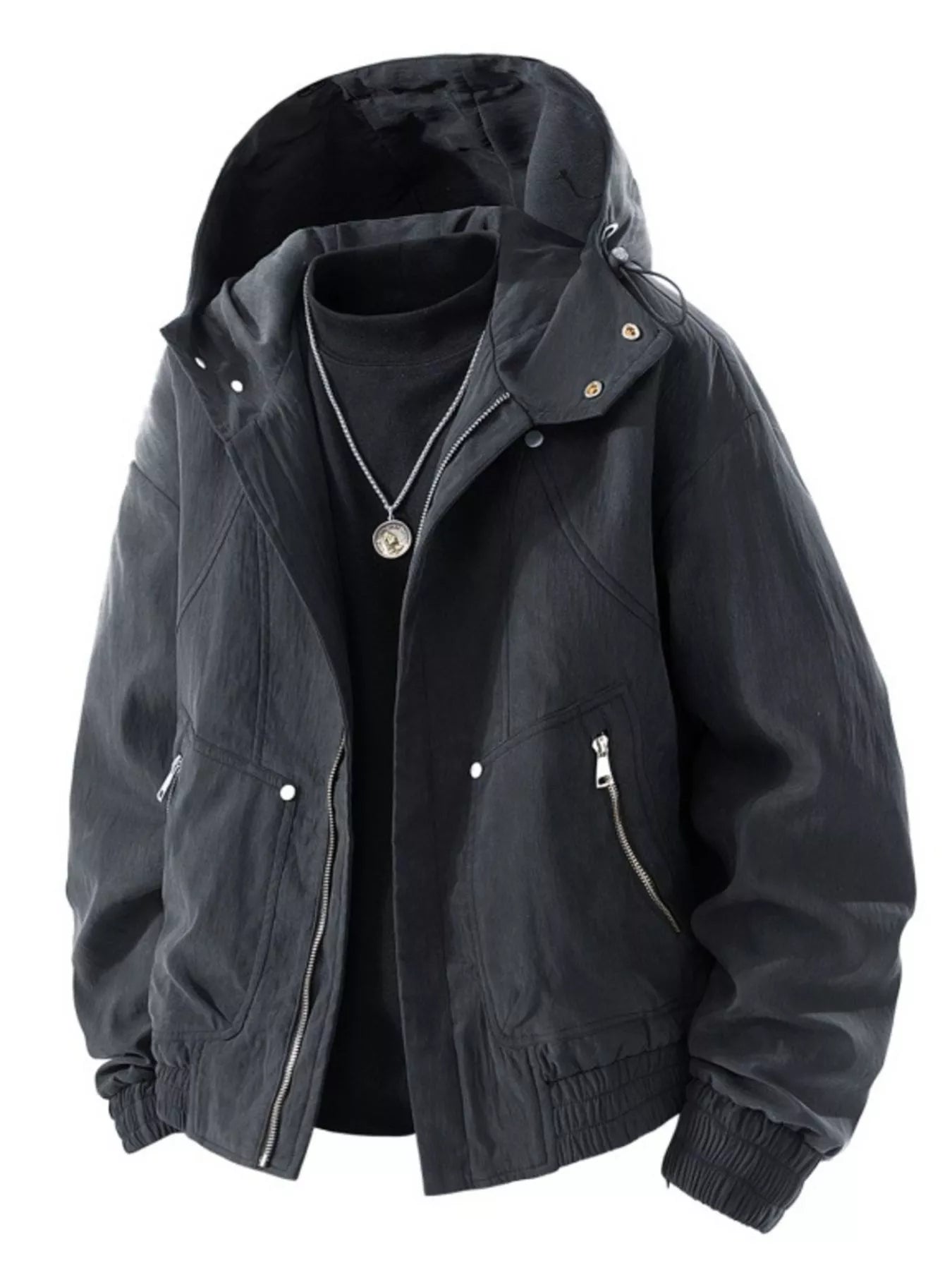 Men's Plus Size Casual Hooded Lightweight Windbreaker Jacket - PBNJ FASHIONS