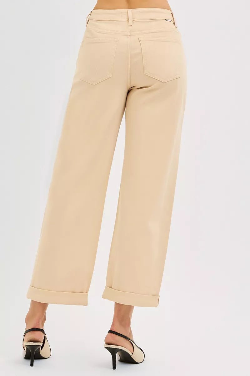 RISEN Tummy Control Mid Rise Ankle Barrel Relaxed Baggy - PBNJ FASHIONS