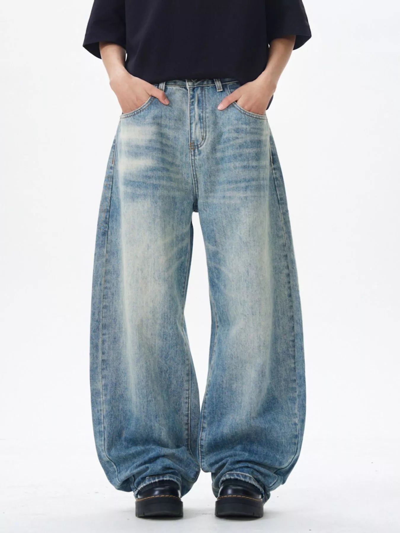 Men's Oversized Wide Leg Jeans | Washed Stretch | 100% Cotton | Slightly Stretchy - PBNJ FASHIONS