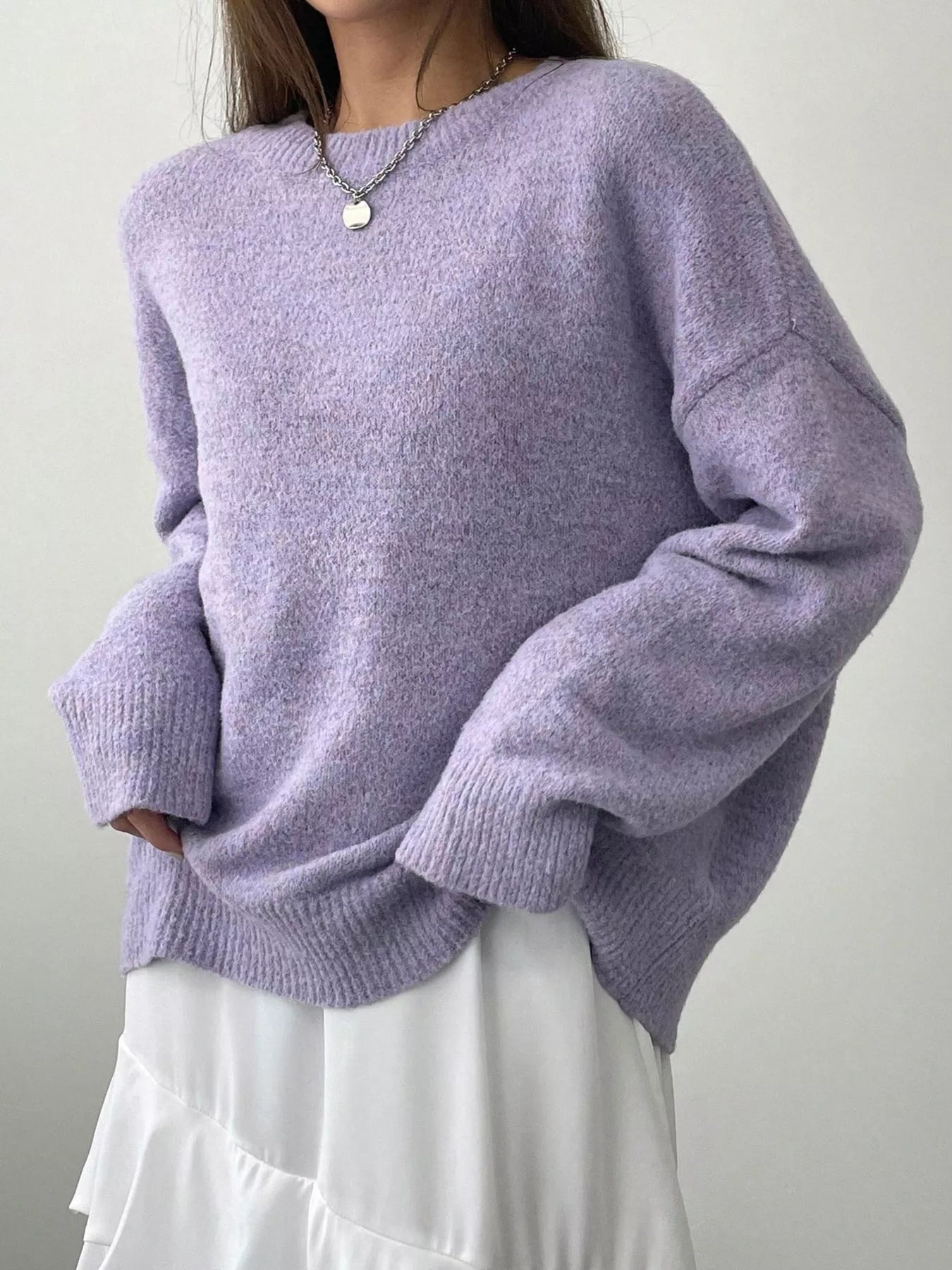 Full Size Cozy Knit Round Neck Oversized Sweater Plus Size - PBNJ FASHIONS