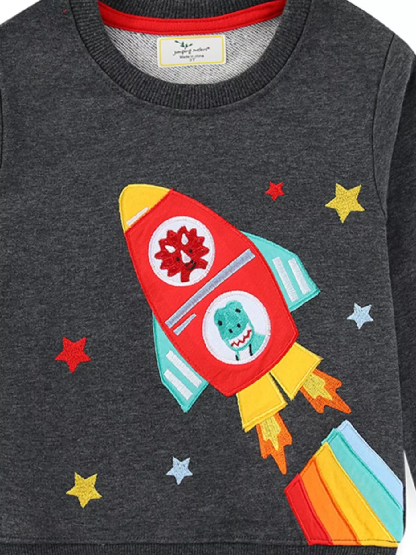 Children's Rocket Applique Crew Neck Sweatshirt - PBNJ FASHIONS
