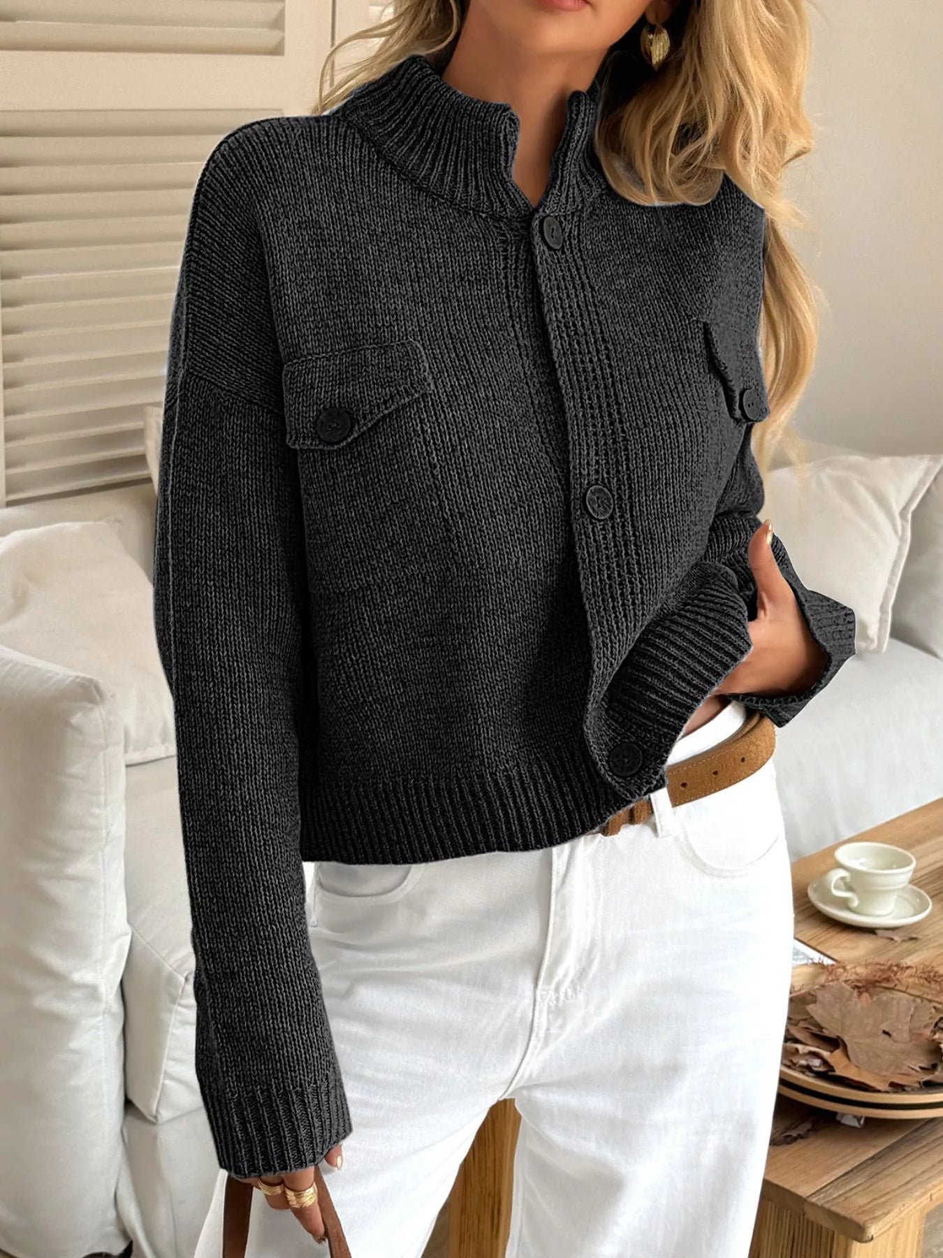 Button - Down Knit Cardigan - PBNJ FASHIONS