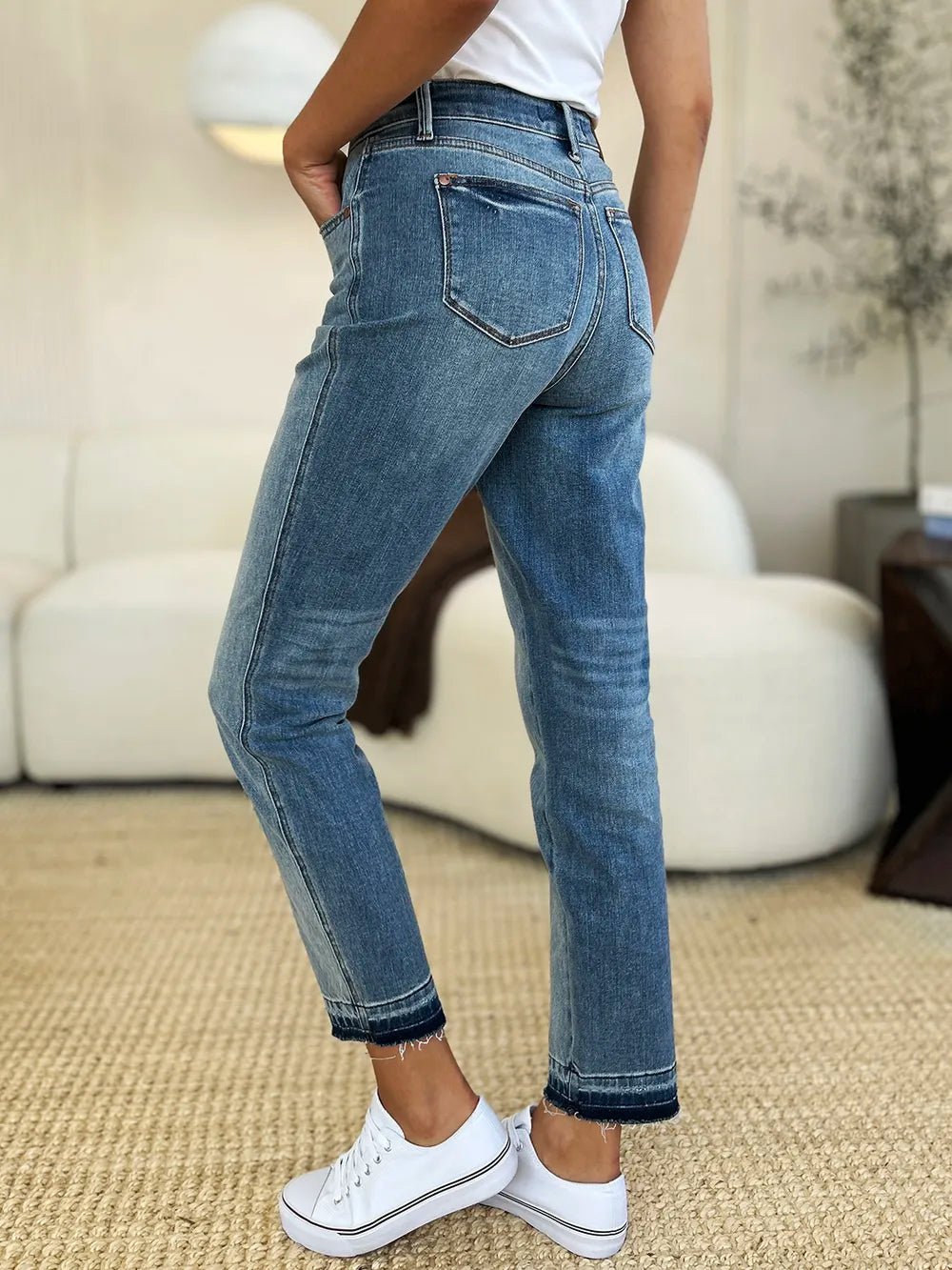 Judy Blue Full Size Mid Rise Rigid Magic Release Hem Jeans - PBNJ FASHIONS