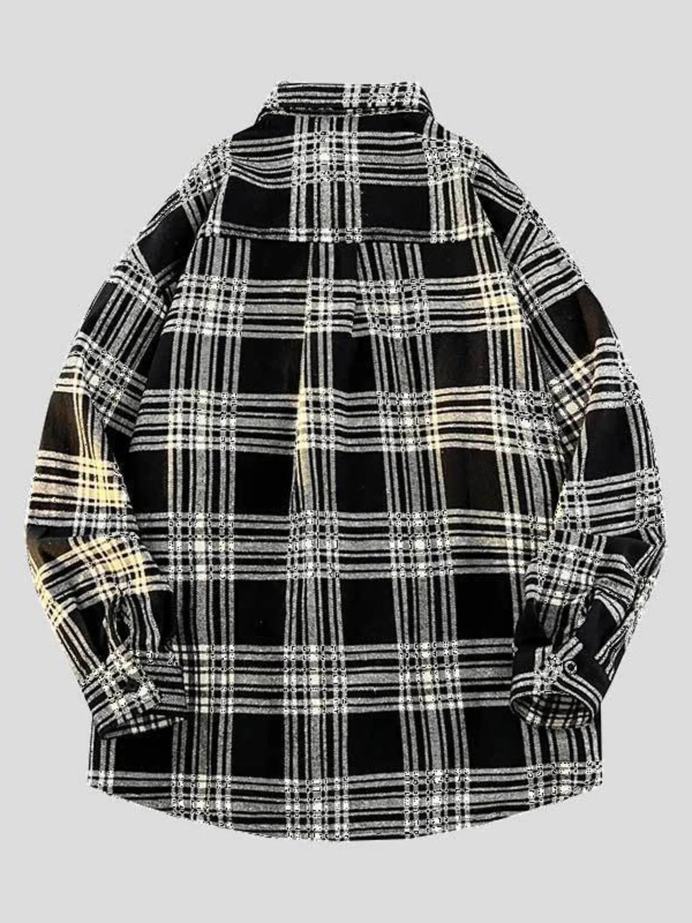 Men's Full Size Plaid Button Up Long Sleeve Shirt Plus Size - PBNJ FASHIONS