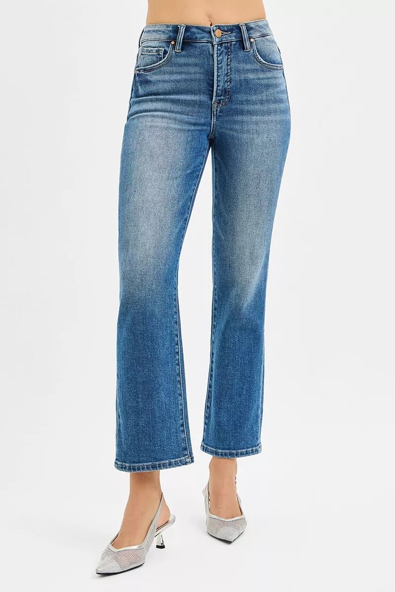 RISEN Tummy Control High Rise Crop Straight Jeans - PBNJ FASHIONS