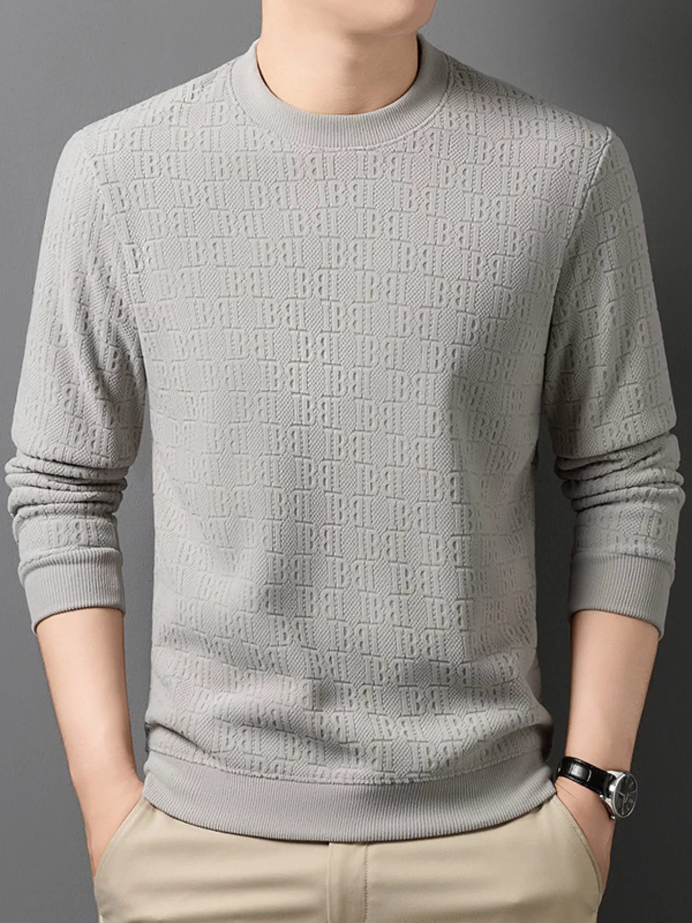 Men's Plus Size Textured Pattern Slim Fit Sweater - PBNJ FASHIONS
