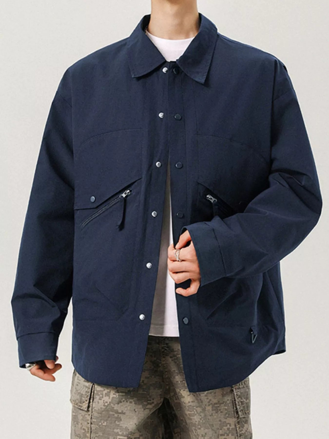 Men's Plus Size Casual Snap - Down Jacket - PBNJ FASHIONS