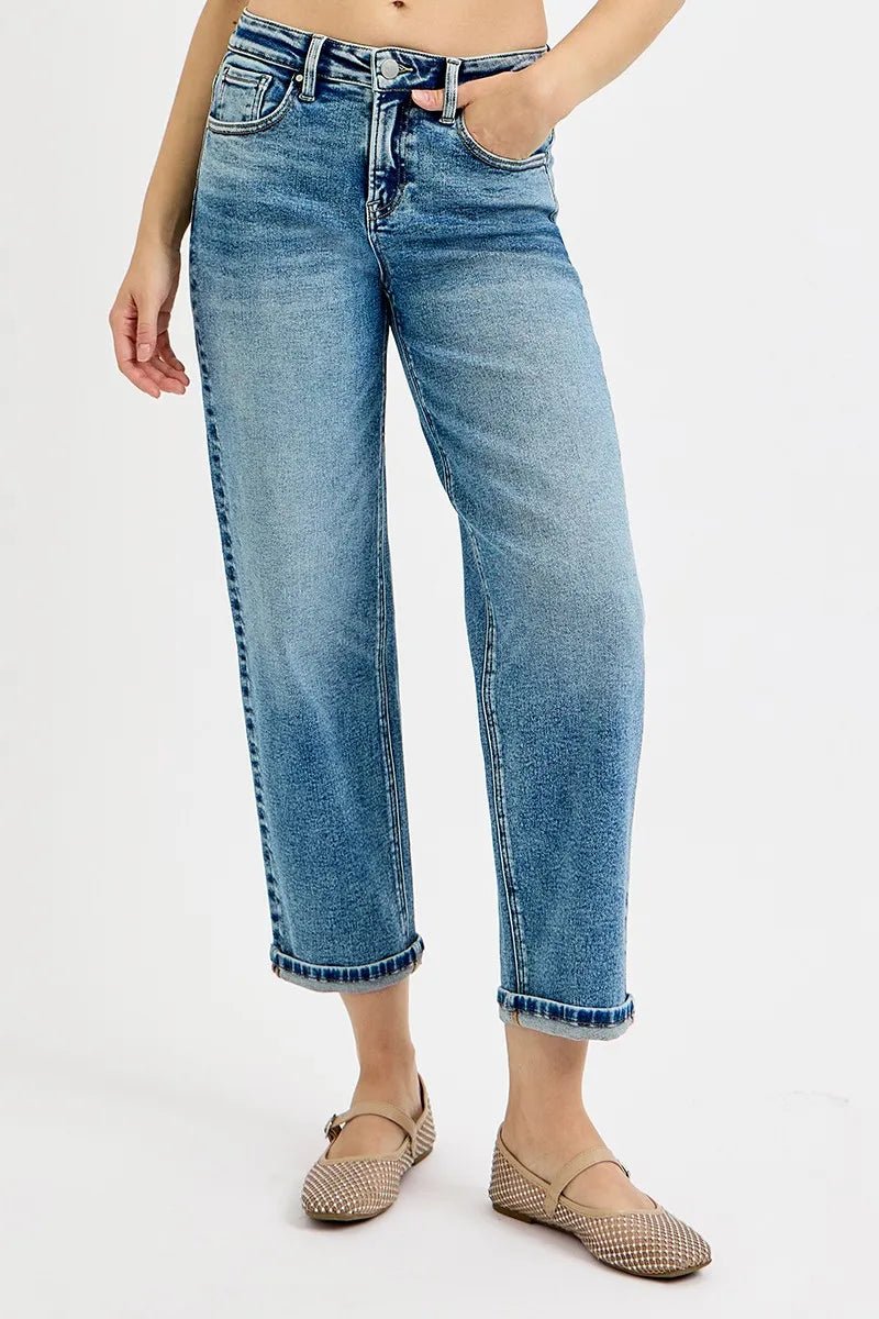 RISEN Full Size High Rise Crop Boyfriend Jeans Plus Size - PBNJ FASHIONS