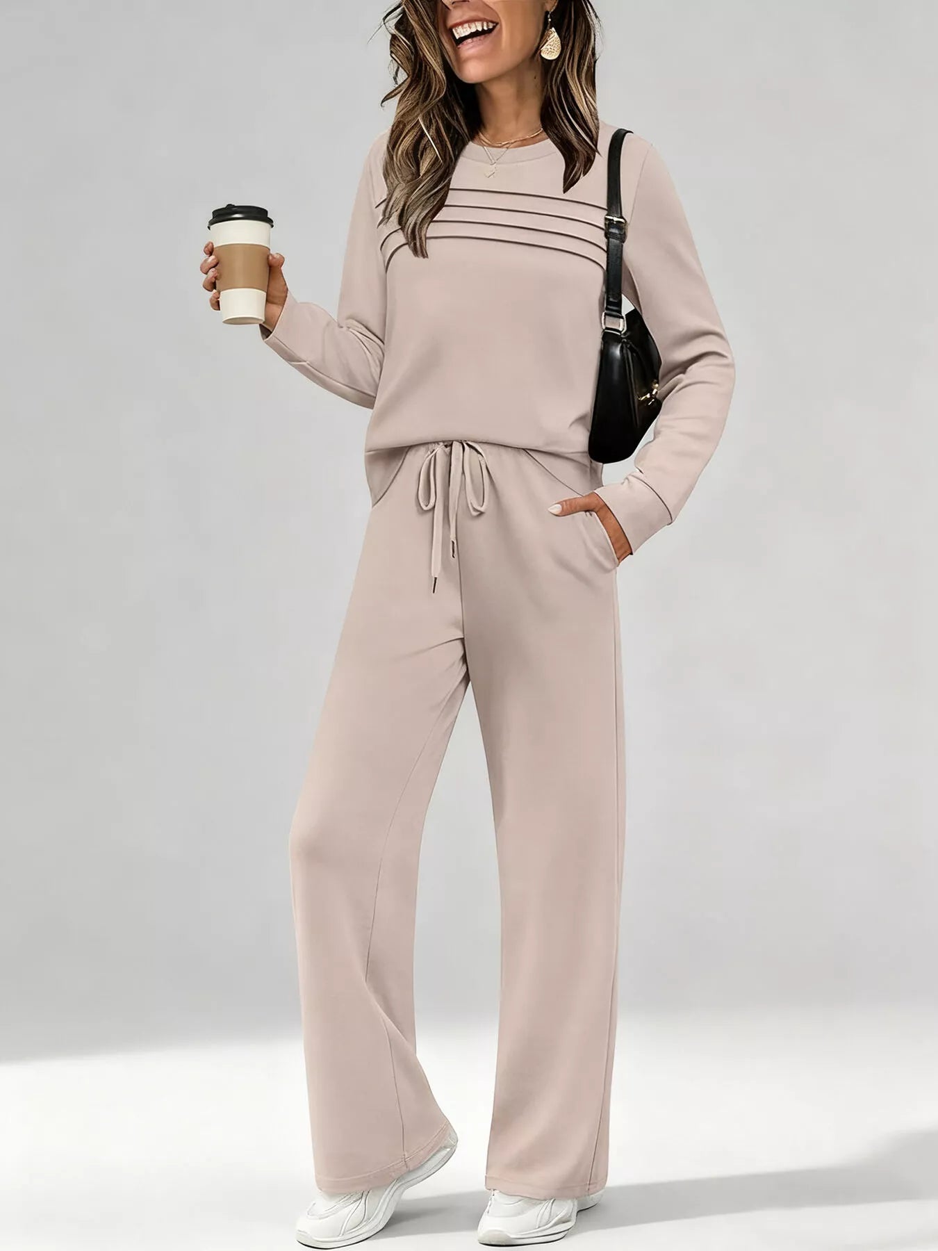 Full Size Casual Long Sleeve Top and Pants Set Plus Size - PBNJ FASHIONS