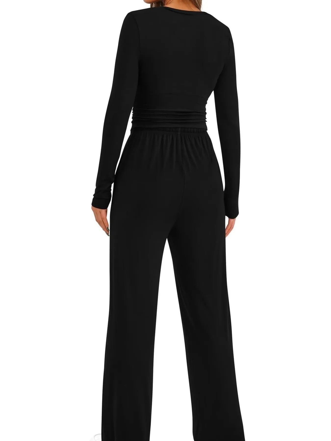 Round Neck Long Sleeve Top and Pants Set - PBNJ FASHIONS