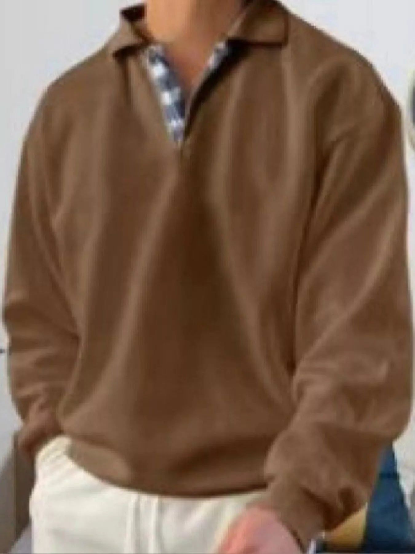 Men's Plus Size Casual Polo Collar Long Sleeve Top - PBNJ FASHIONS