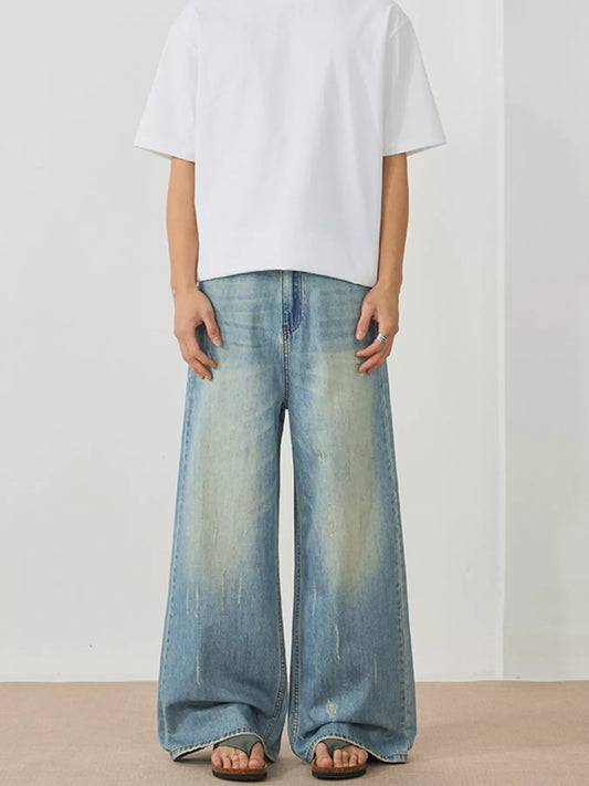 Men's Wash Wide Leg Jeans - PBNJ FASHIONS