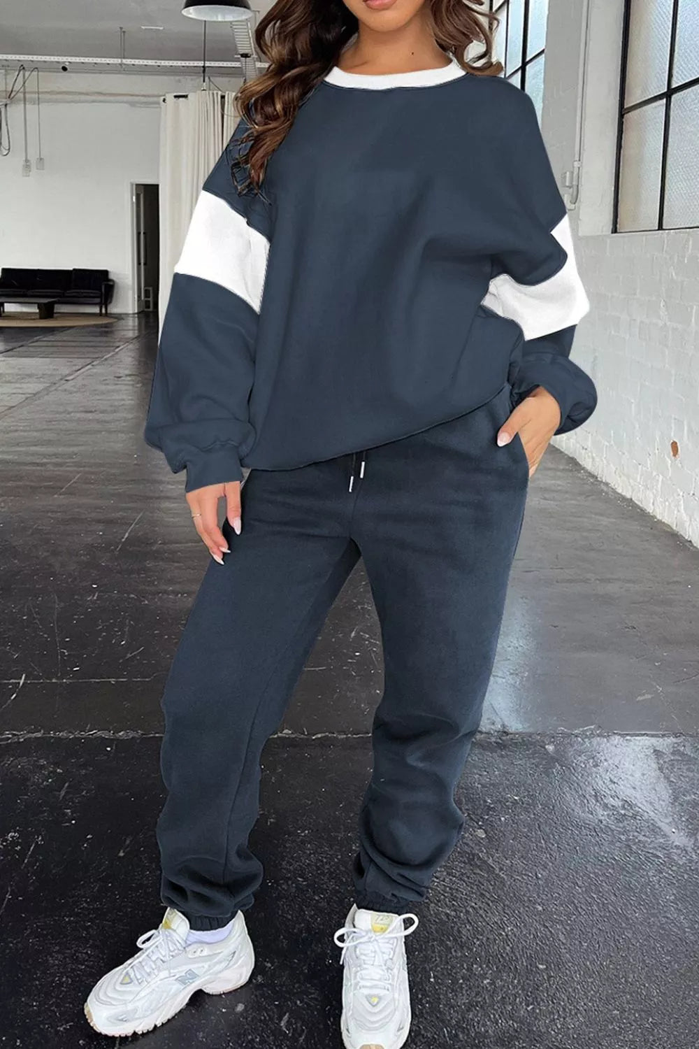 Drop Shoulder Loose Sweatshirt and Joggers Active Set - PBNJ FASHIONS