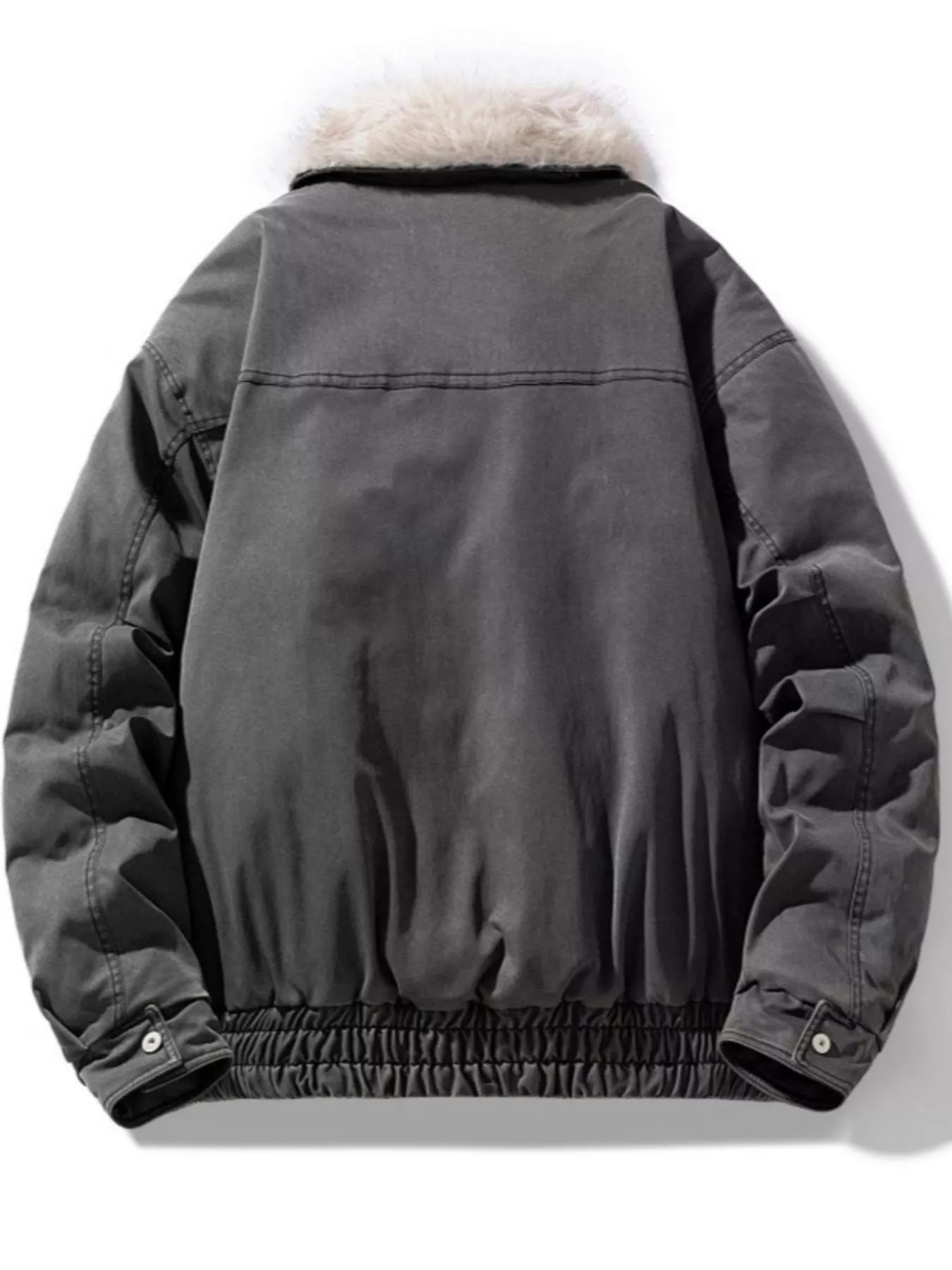 Men's Full Size Fur Collar Zip Up Bomber Jacket Plus Size - PBNJ FASHIONS