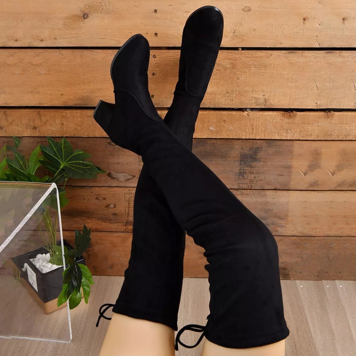 Chunky Heel Round Toe Boots - Elegant & Comfortable Footwear for Any Occasion - Black-35- - PBNJ FASHIONS