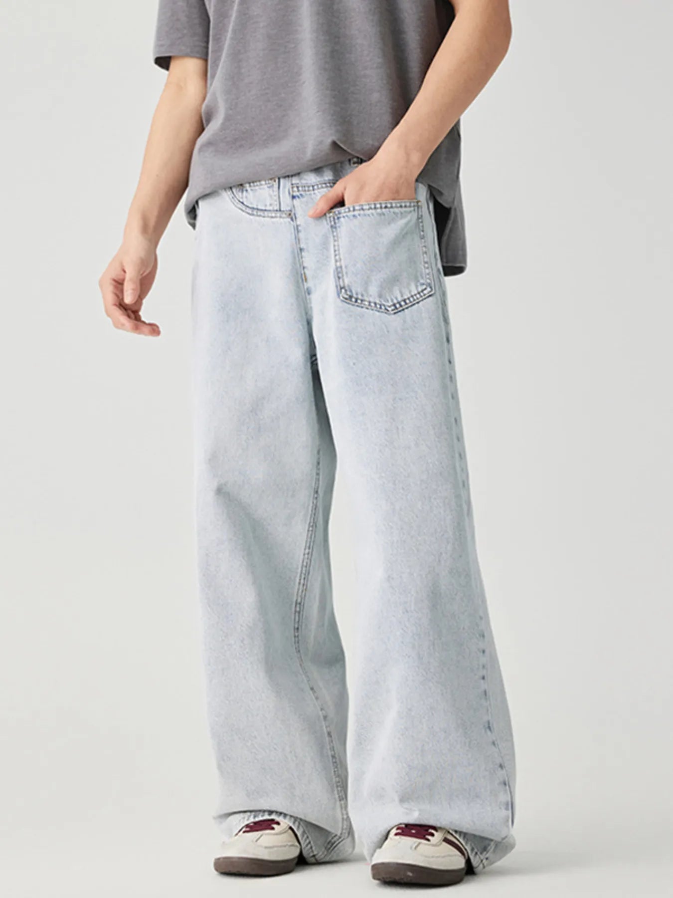 Men's Wash Wide Leg Jeans - PBNJ FASHIONS