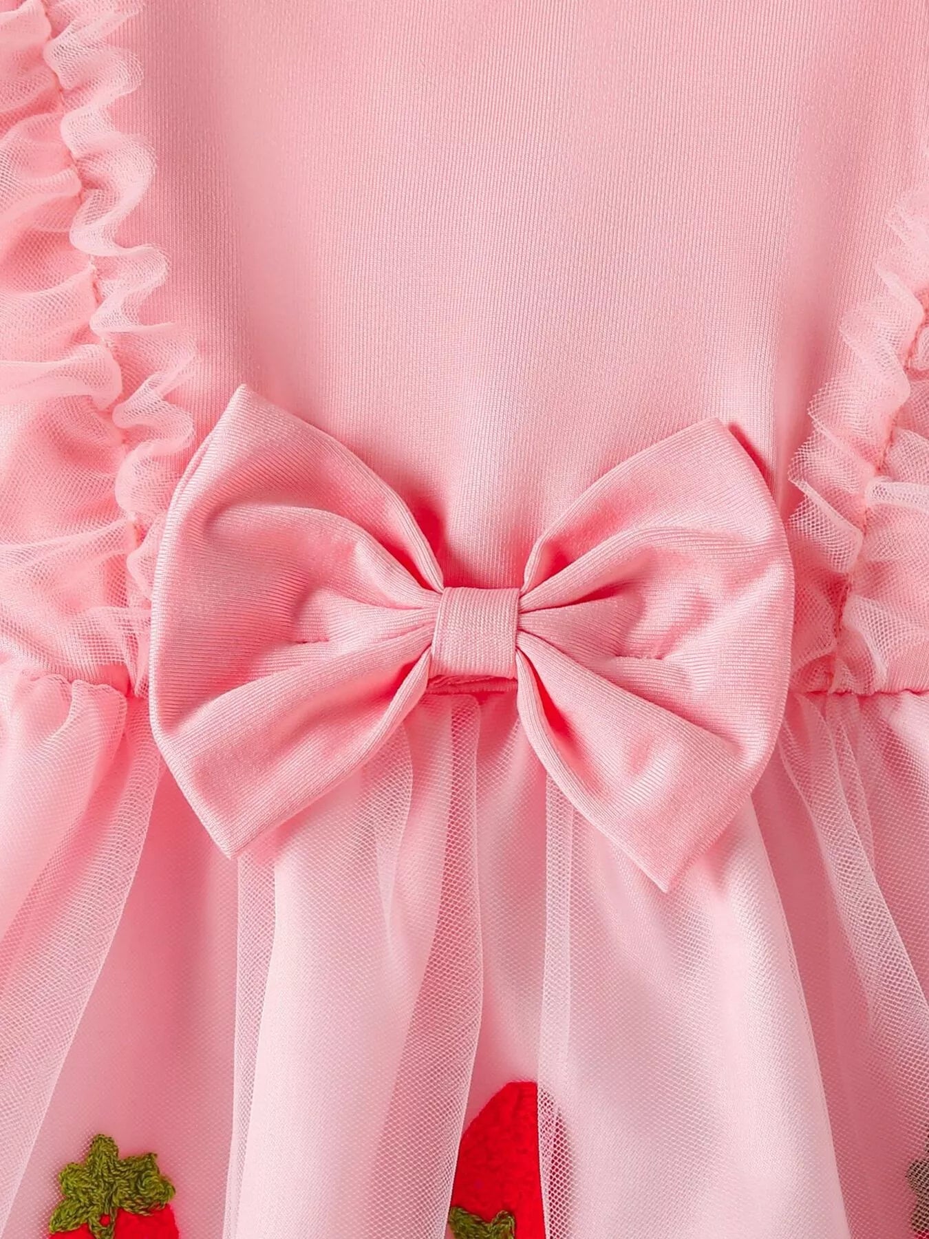 Children's Bow Decor Ruffle Trim Dress - PBNJ FASHIONS