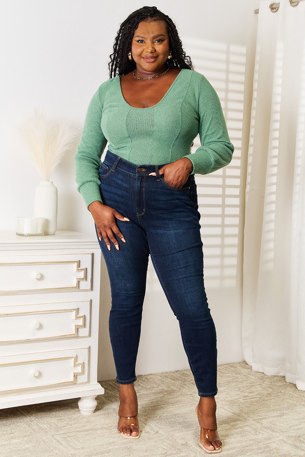 Basic Bae Scoop Neck Long Sleeve Top - PBNJ FASHIONS