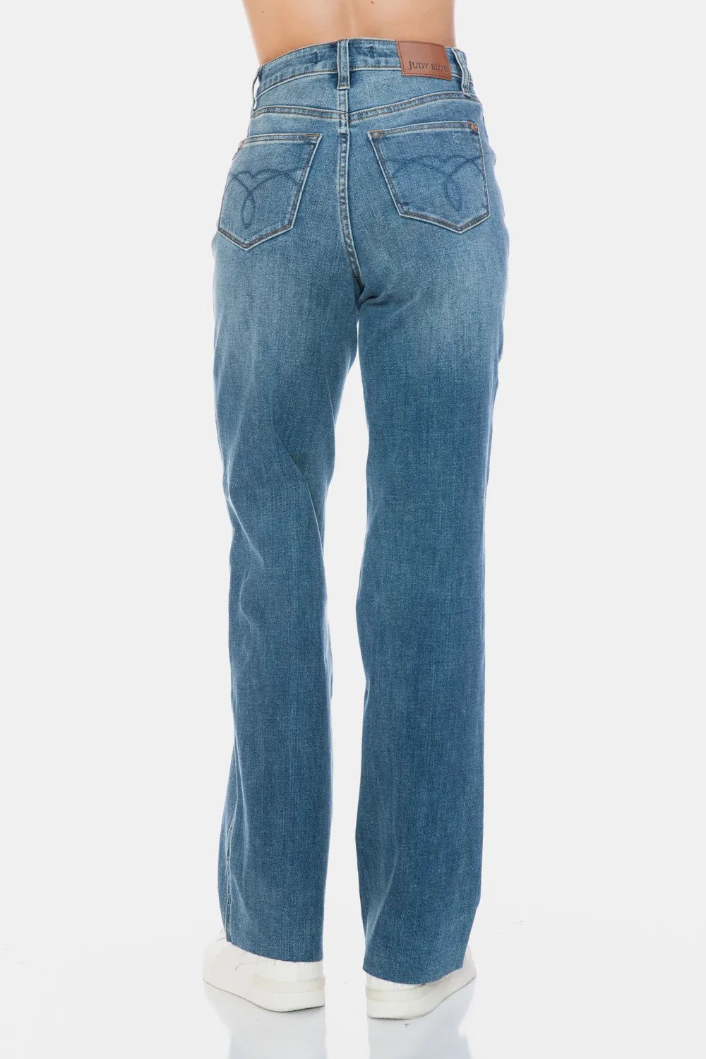 Judy Blue Full Size Tummy Control Cut Raw Hem Straight Jeans - PBNJ FASHIONS