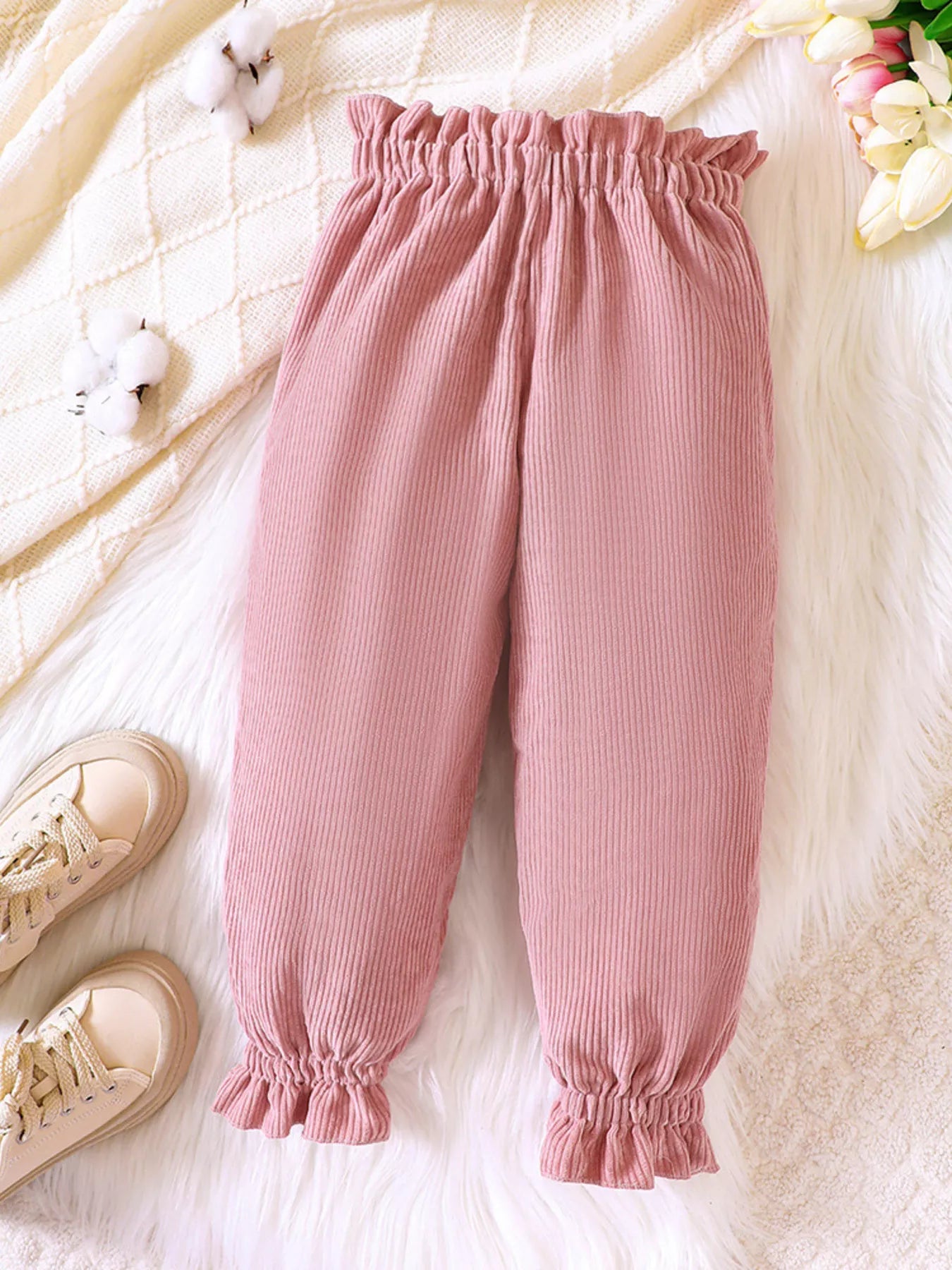 Children's Ruffled Hem Corduroy Pants - PBNJ FASHIONS