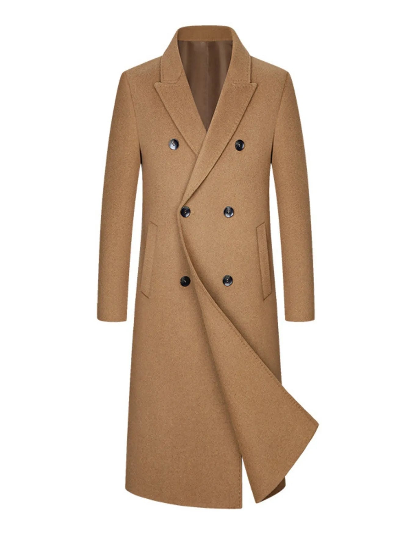 Men's Plus Size Double - Breasted Longline Coat - PBNJ FASHIONS