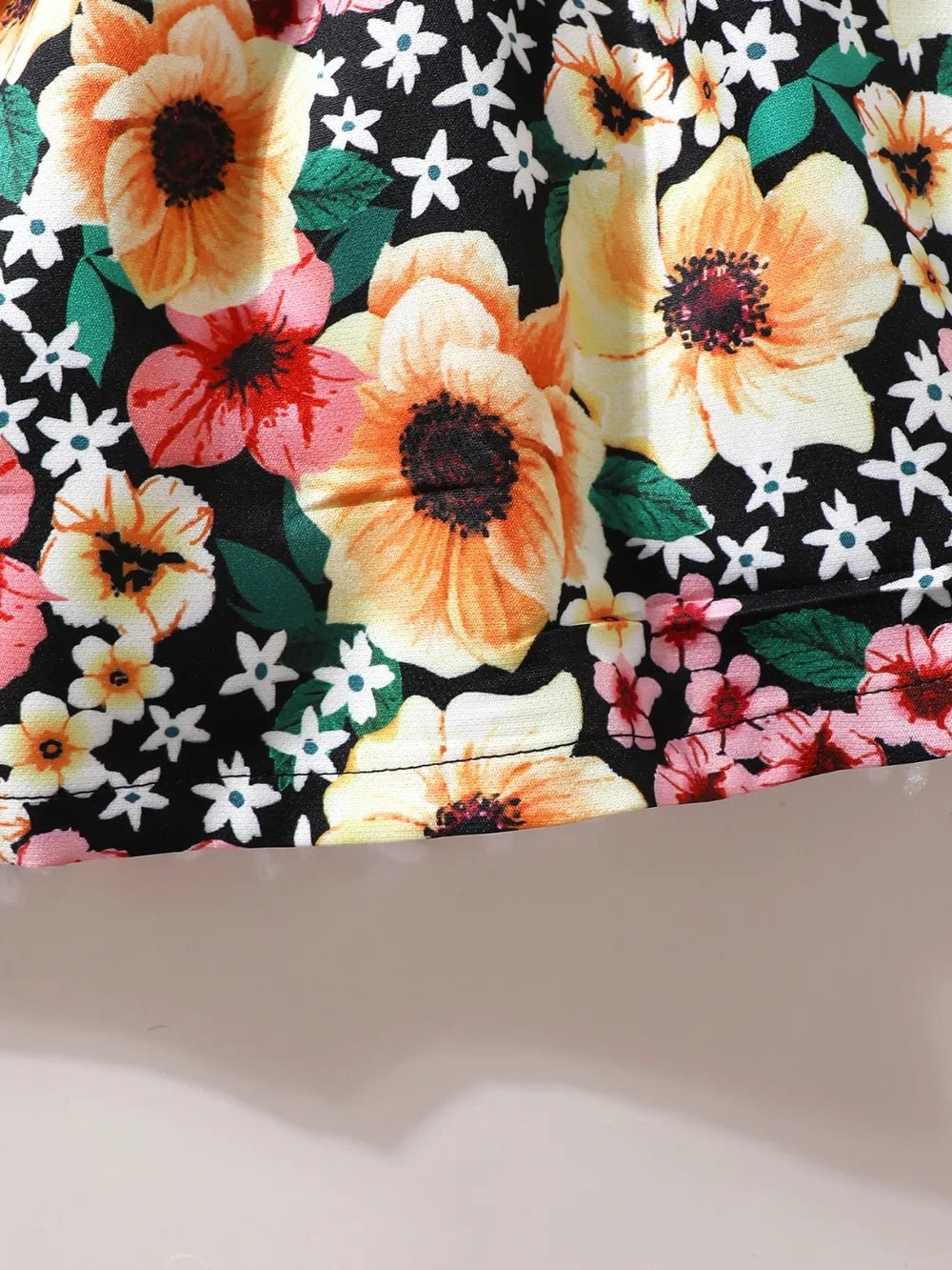 Children's Ruffled Bow Contrast Floral Dress with Headband - PBNJ FASHIONS