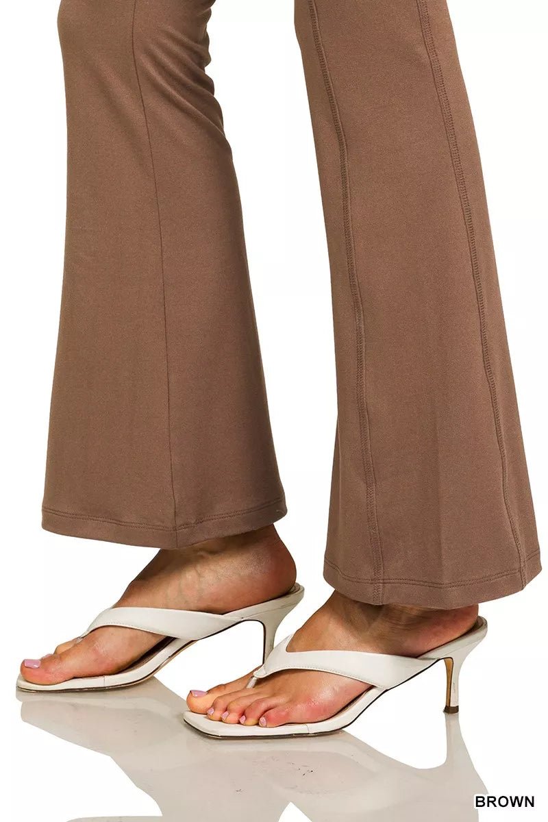 Zenana Brushed Dty Microfiber Flare Pants - PBNJ FASHIONS