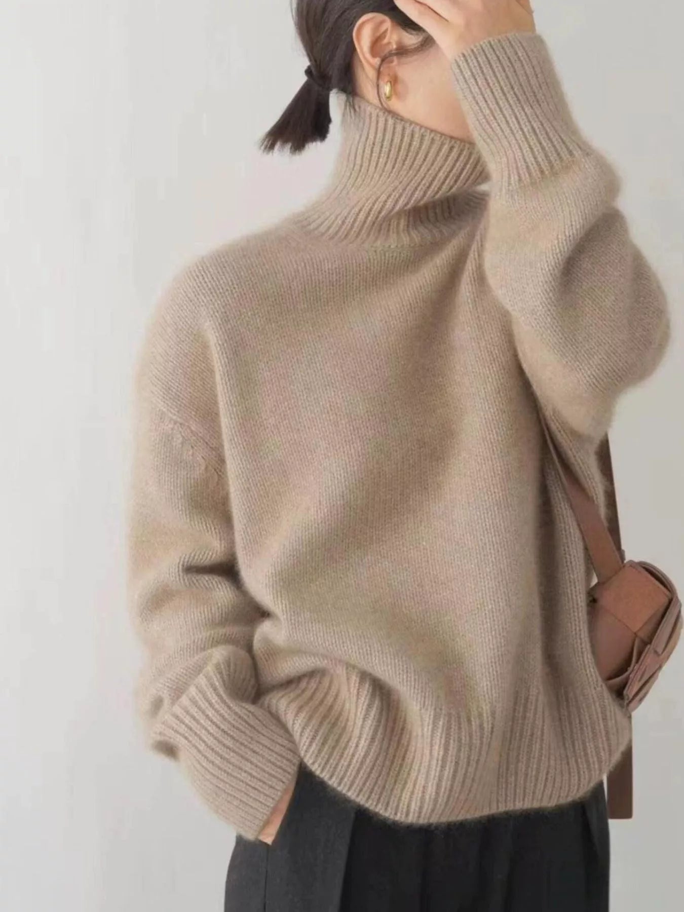 Turtleneck Dropped Shoulder Sweater - PBNJ FASHIONS