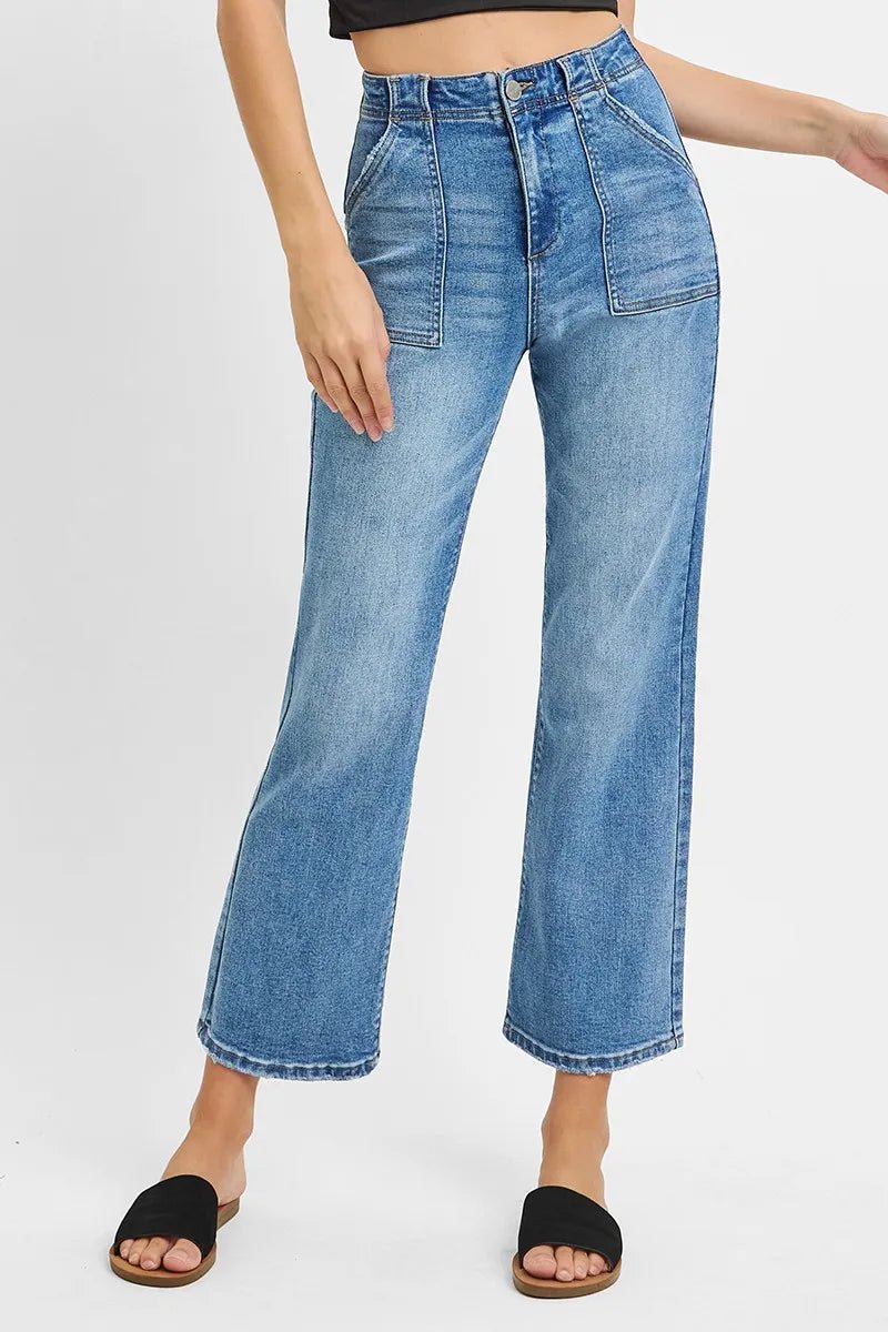 RISEN Full Size High Waisted Bootcut Cropped Jeans Plus Size - PBNJ FASHIONS