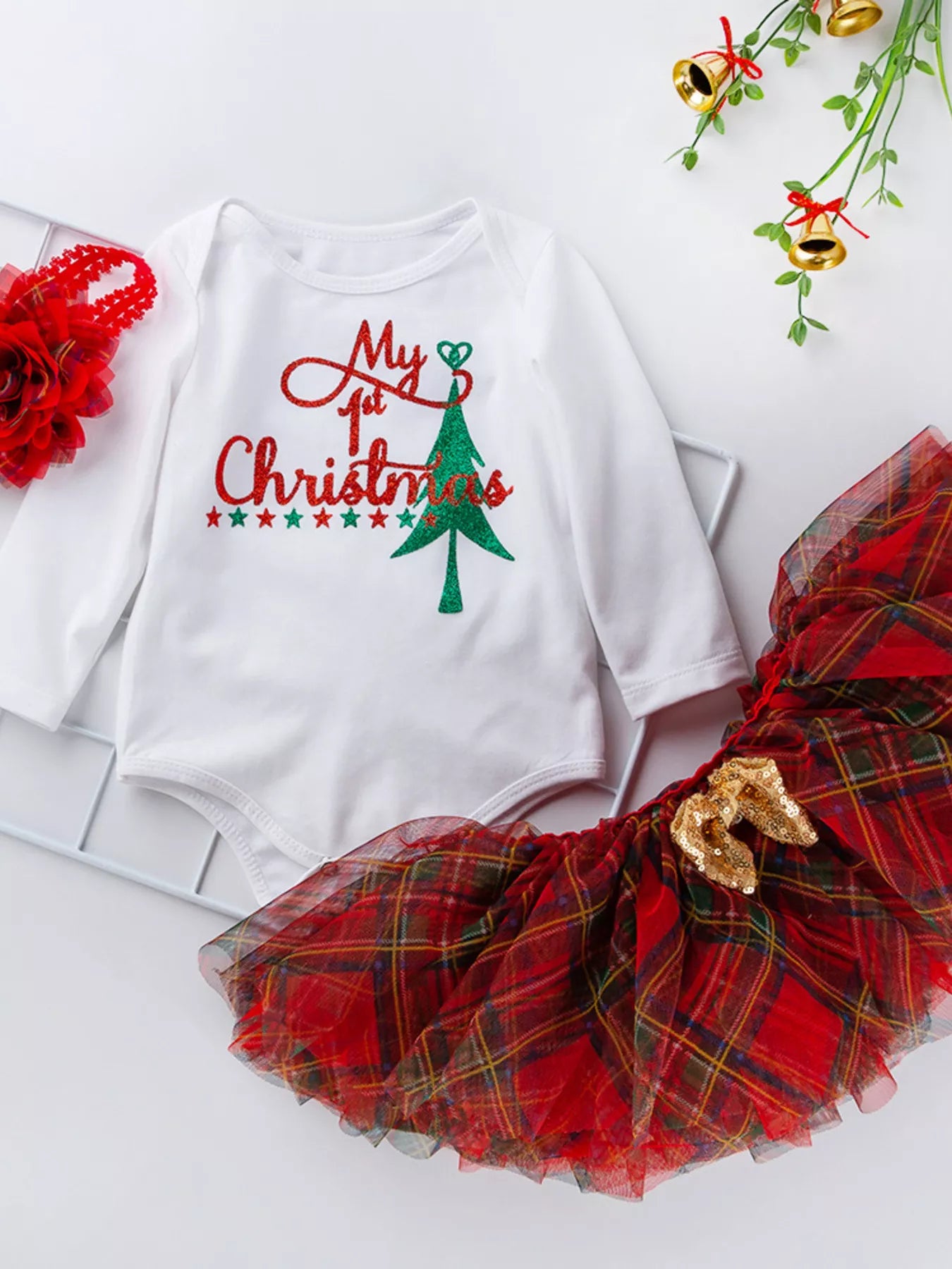 Children's Christmas Santa Baby Outfit Set with Headband - PBNJ FASHIONS