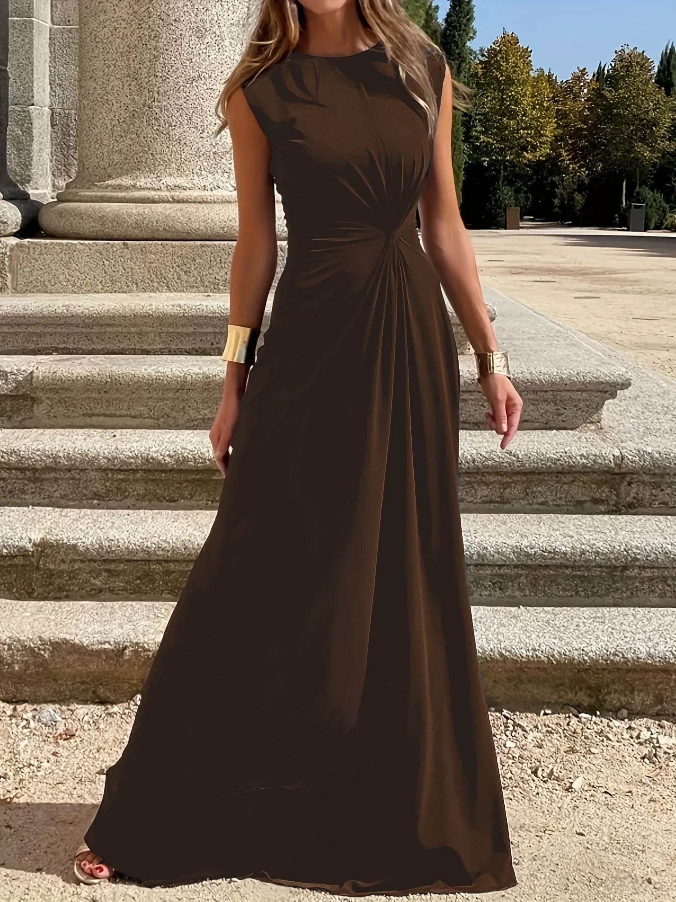 Twisted Round Neck Sleeveless Maxi Dress - PBNJ FASHIONS