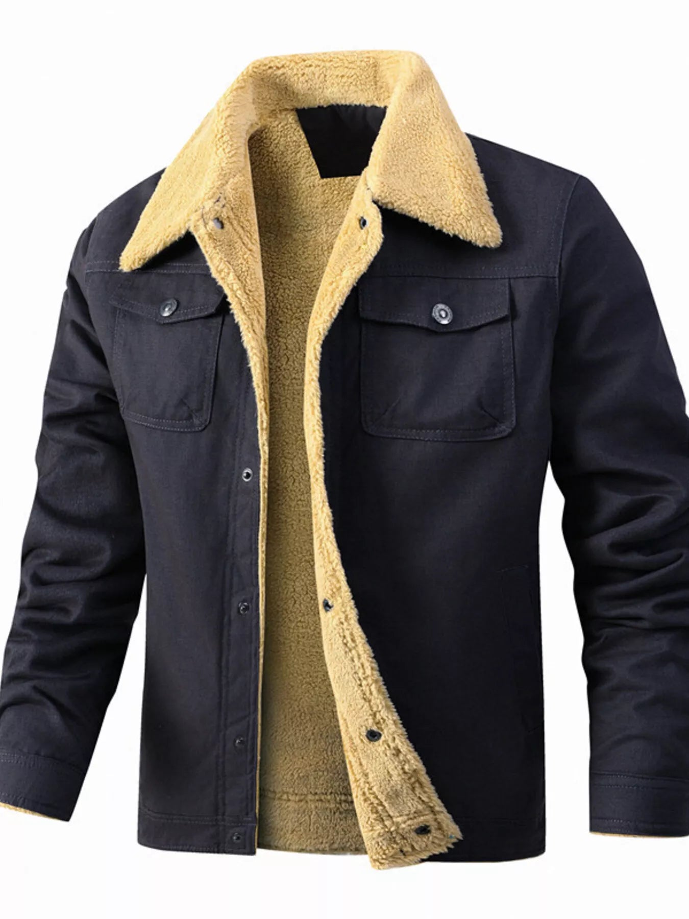 Men's Full Size Sherpa Lined Snap Down Jacket Plus Size - PBNJ FASHIONS