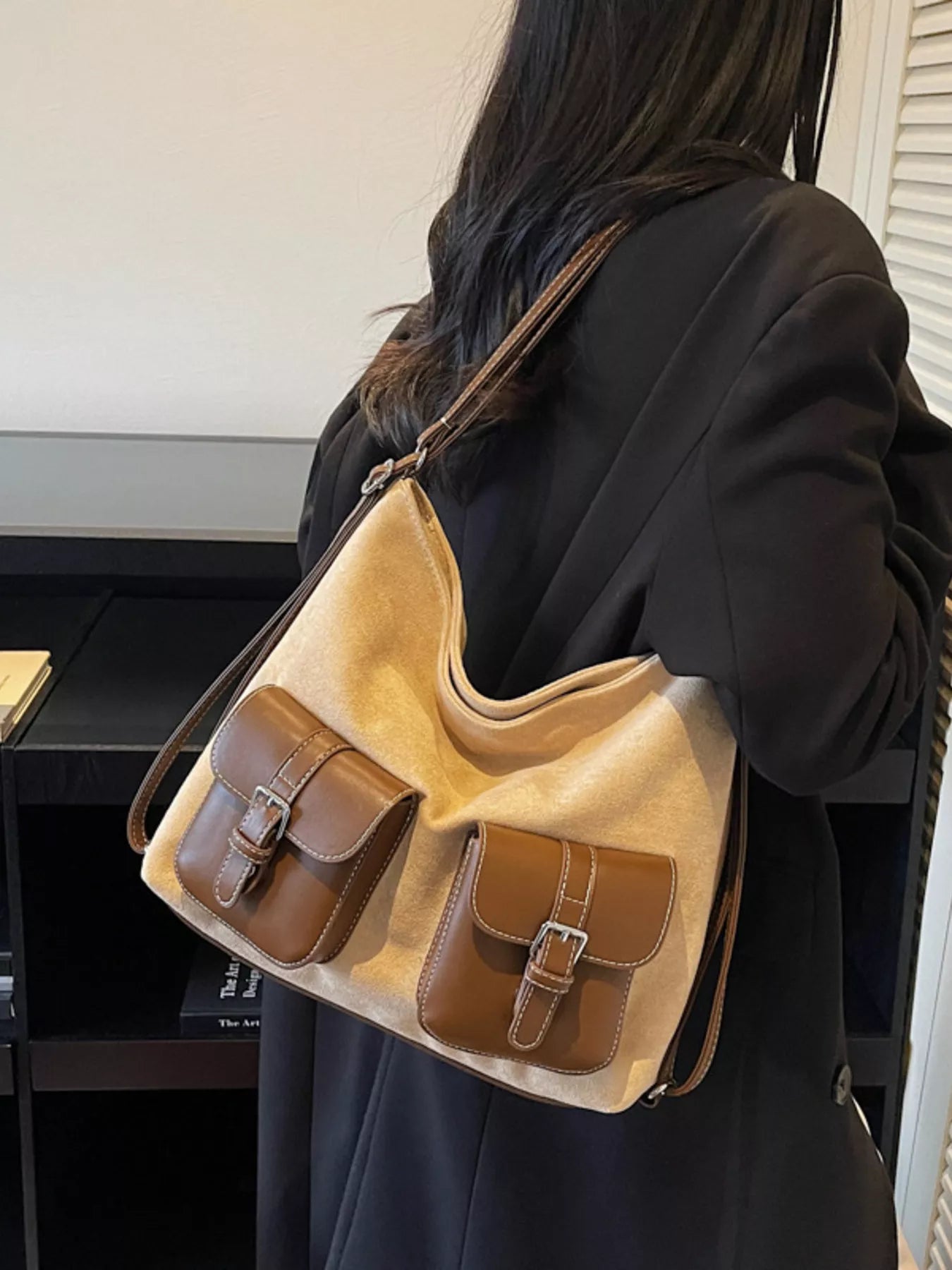 Buckle Pocket Shoulder Handbag - PBNJ FASHIONS