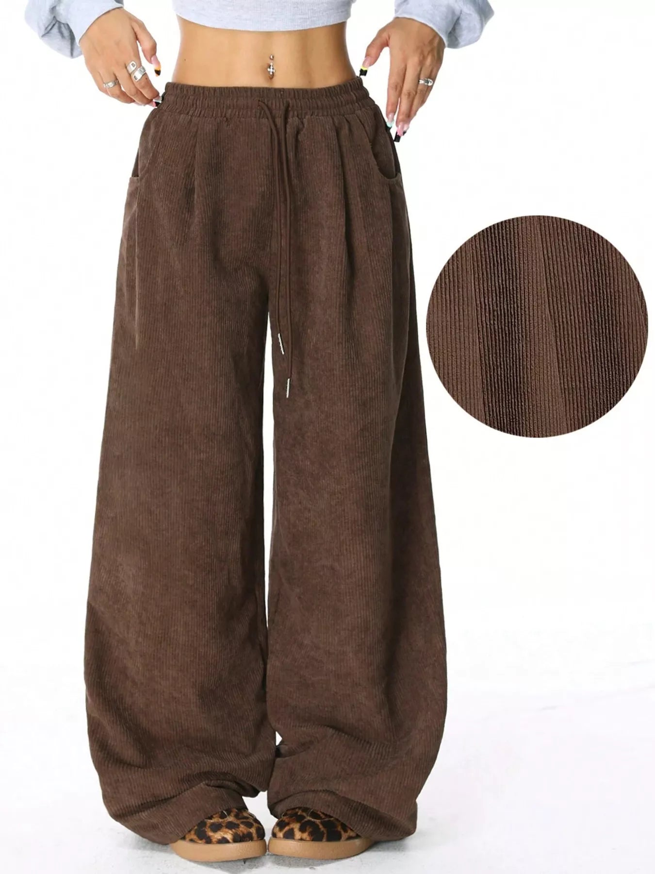 Casual Corduroy Wide Leg Pants - PBNJ FASHIONS