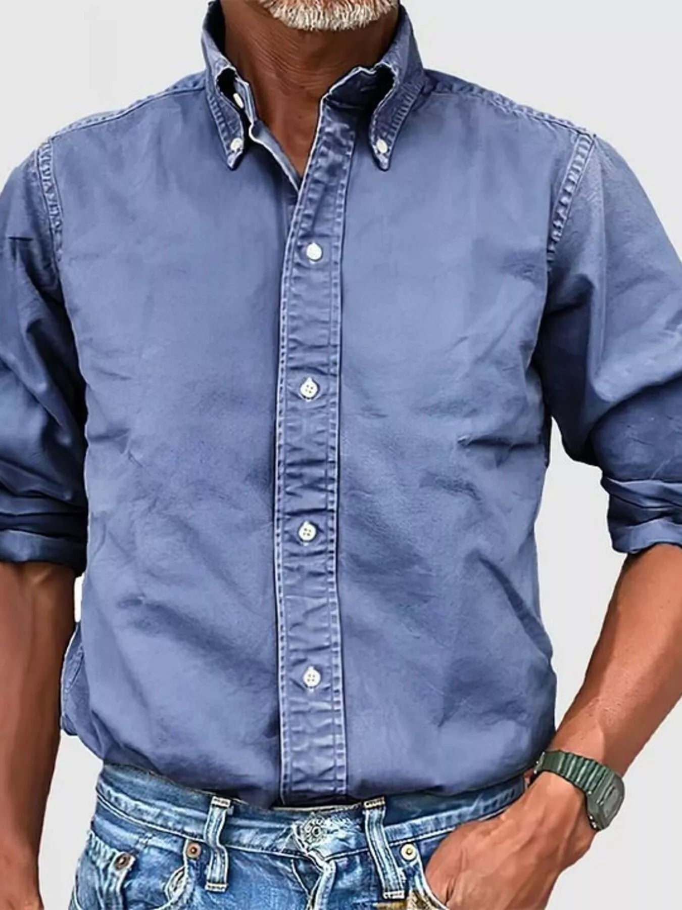 Men's Full Size Casual Button - Down Shirt Plus Size - PBNJ FASHIONS