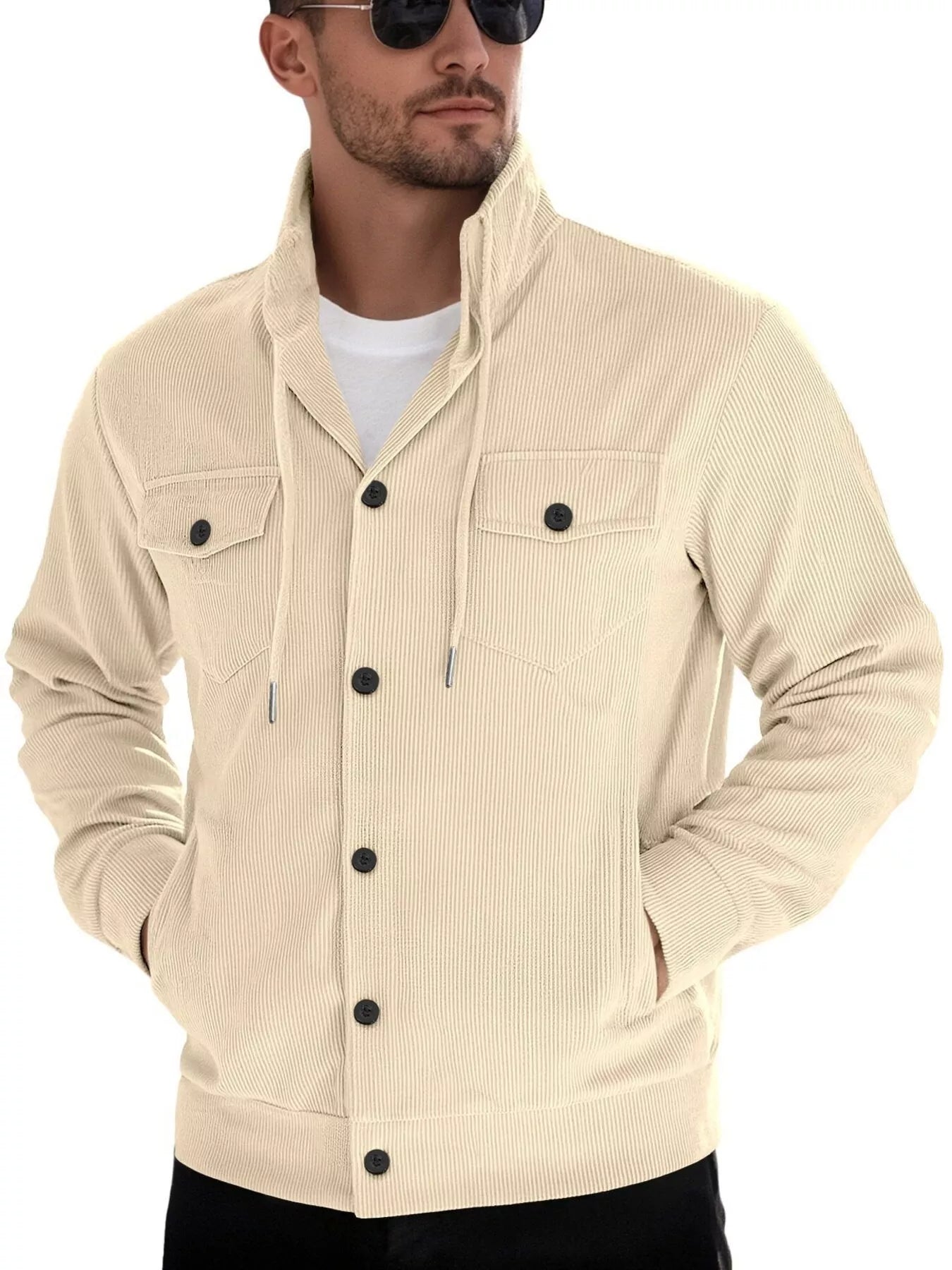 Men's Full Size Casual Corduroy Button - Down Jacket Plus Size - PBNJ FASHIONS