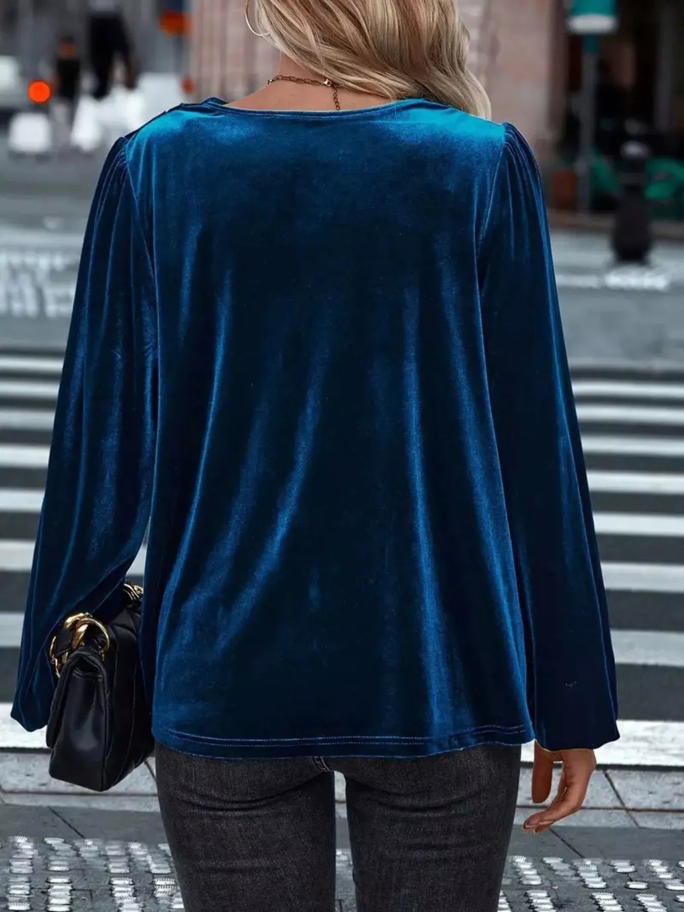 Full Size Velvet Cowl Neck Blouse Plus Size - PBNJ FASHIONS